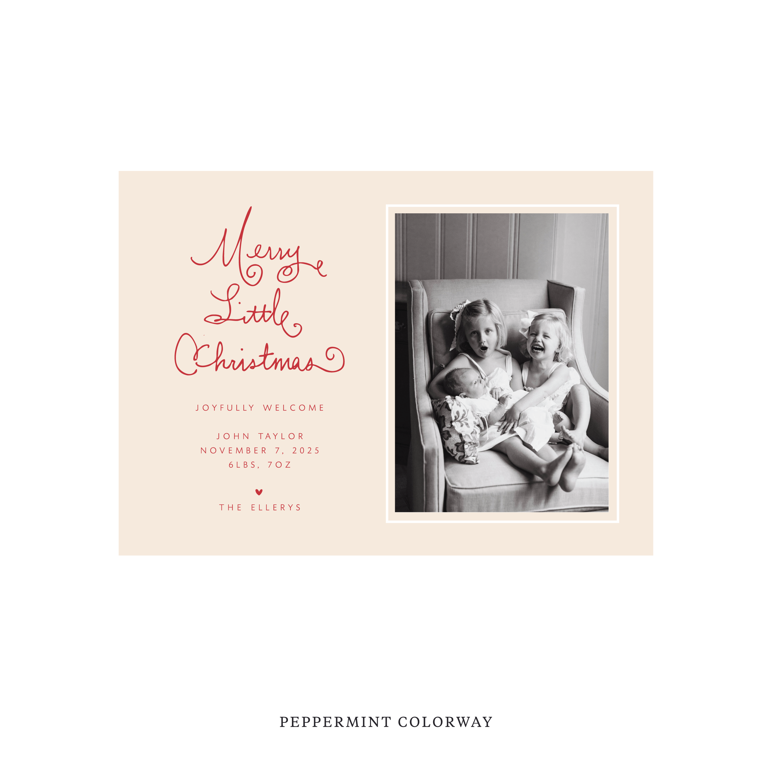 Henley Classic Flat Print Holiday Card, Birth Announcement Medium