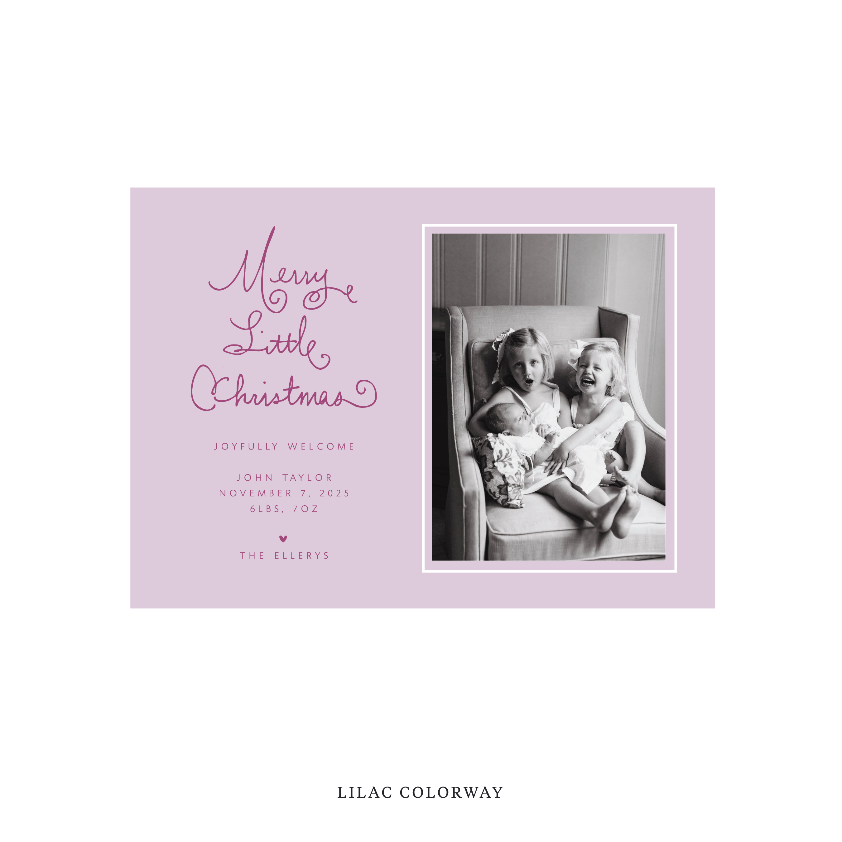 Henley Classic Flat Print Holiday Card, Birth Announcement Medium