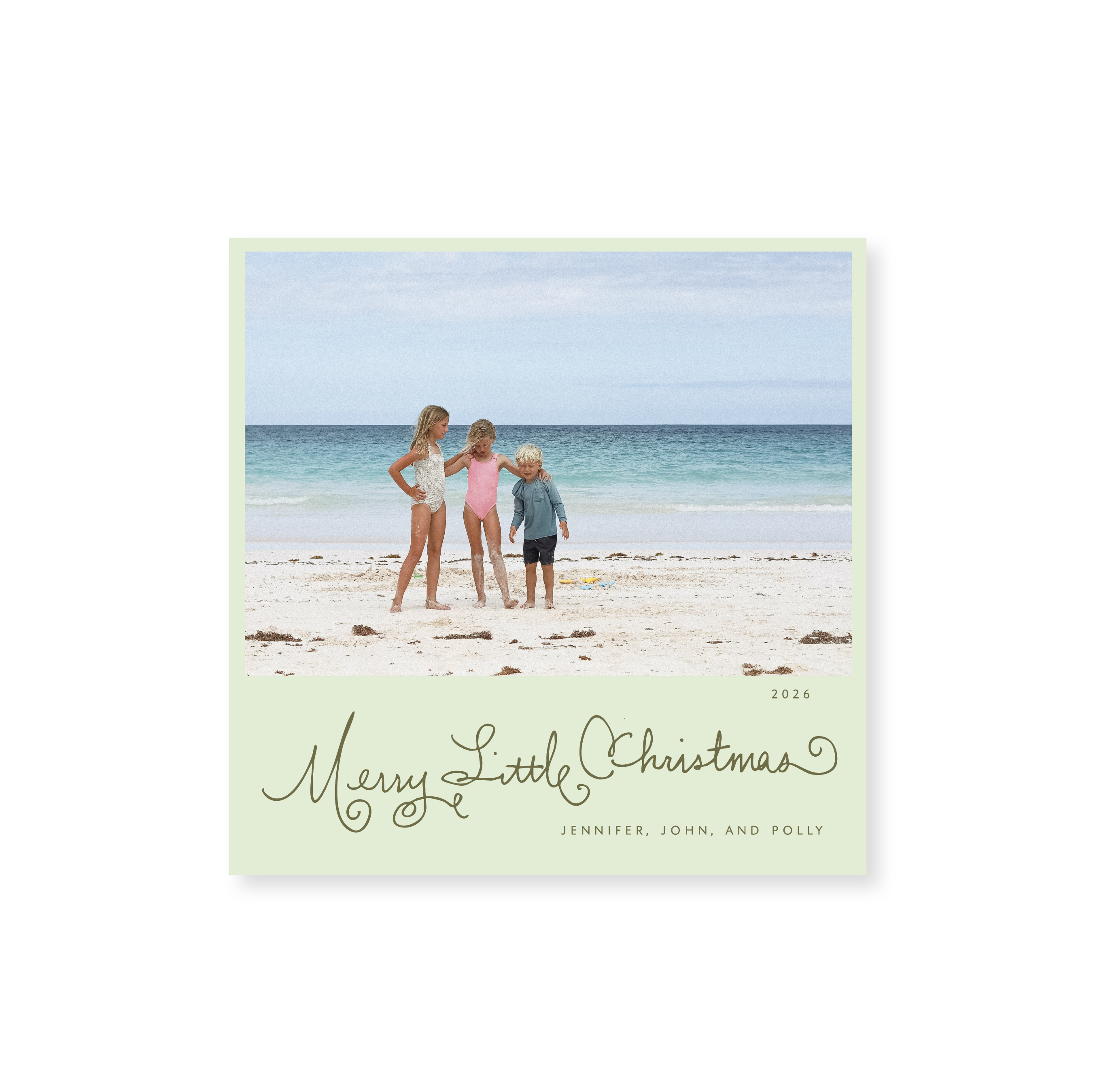 Henley Classic Flat Print Merry Little Christmas photo mount holiday card featuring original hand-lettered artwork by Stovall Collection.