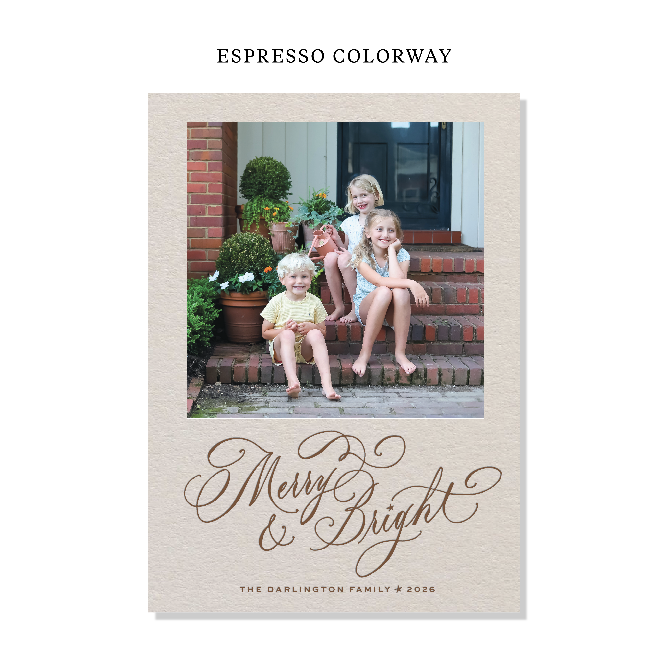Ellington Letterpress Holiday Card, Large (Colored Paper)