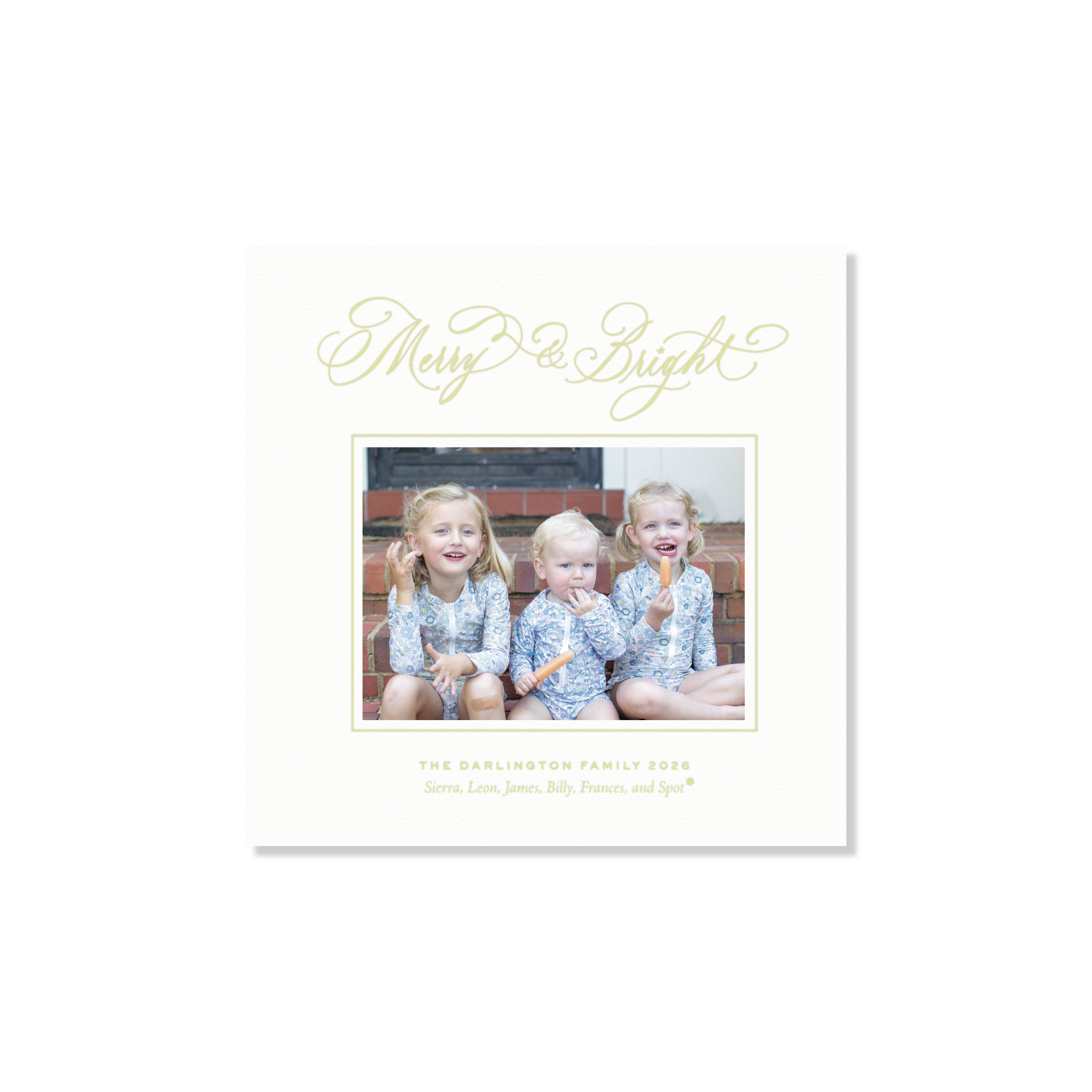 Ellington Letterpress Holiday Card, Small Square (White Paper)