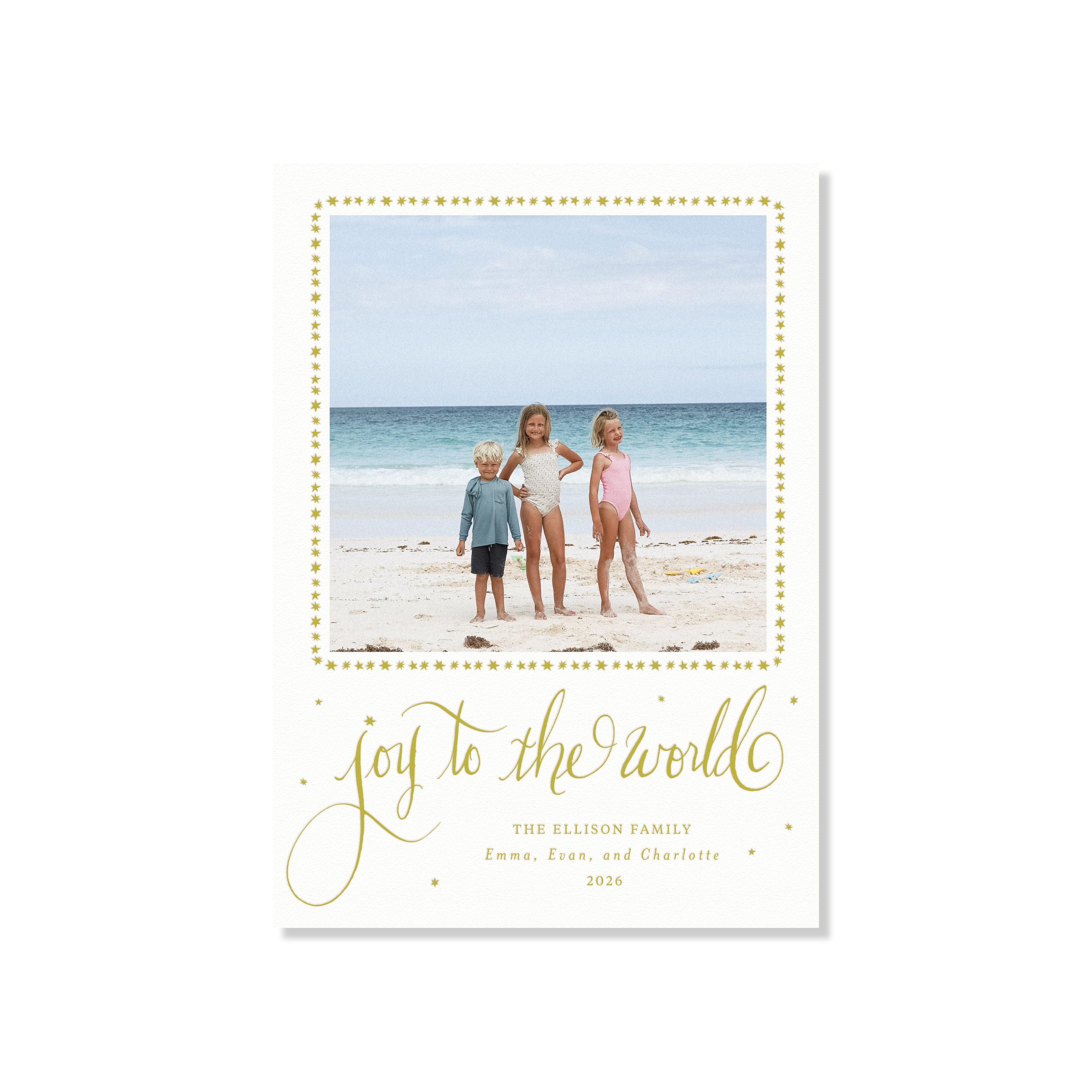 Ellison Letterpress Holiday Card, Large (White Paper)