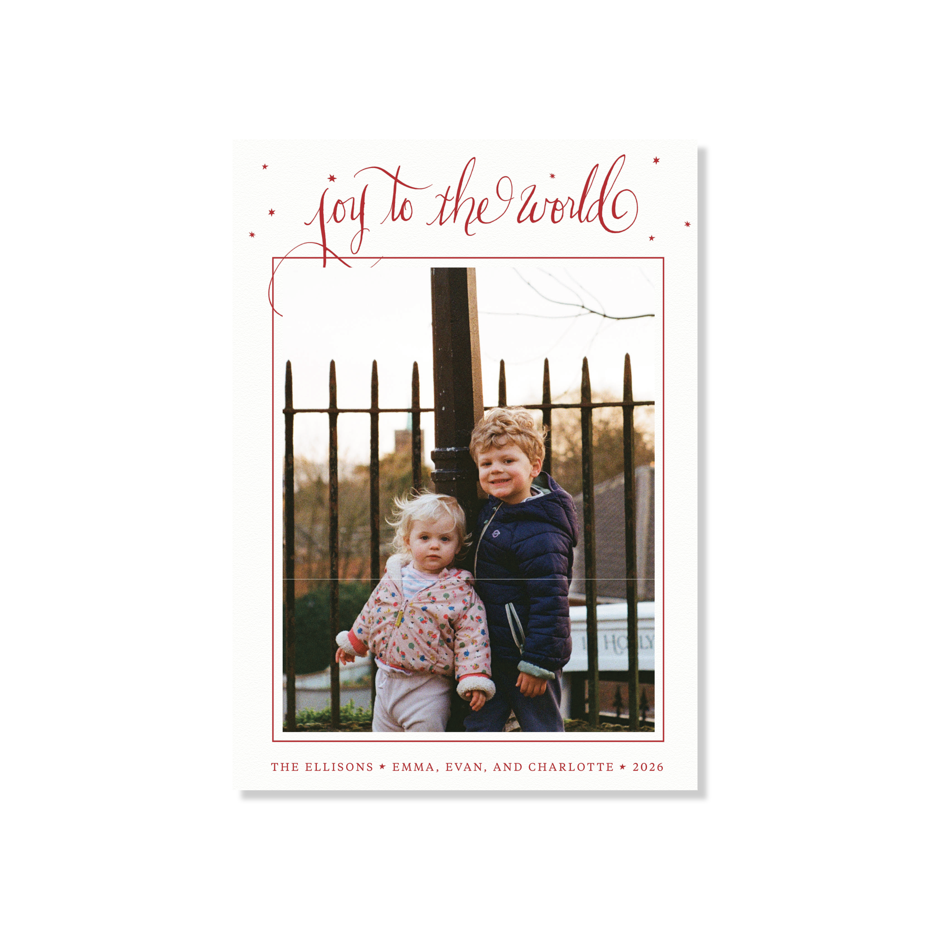 Ellison II Letterpress Holiday Card, Large (White Paper)
