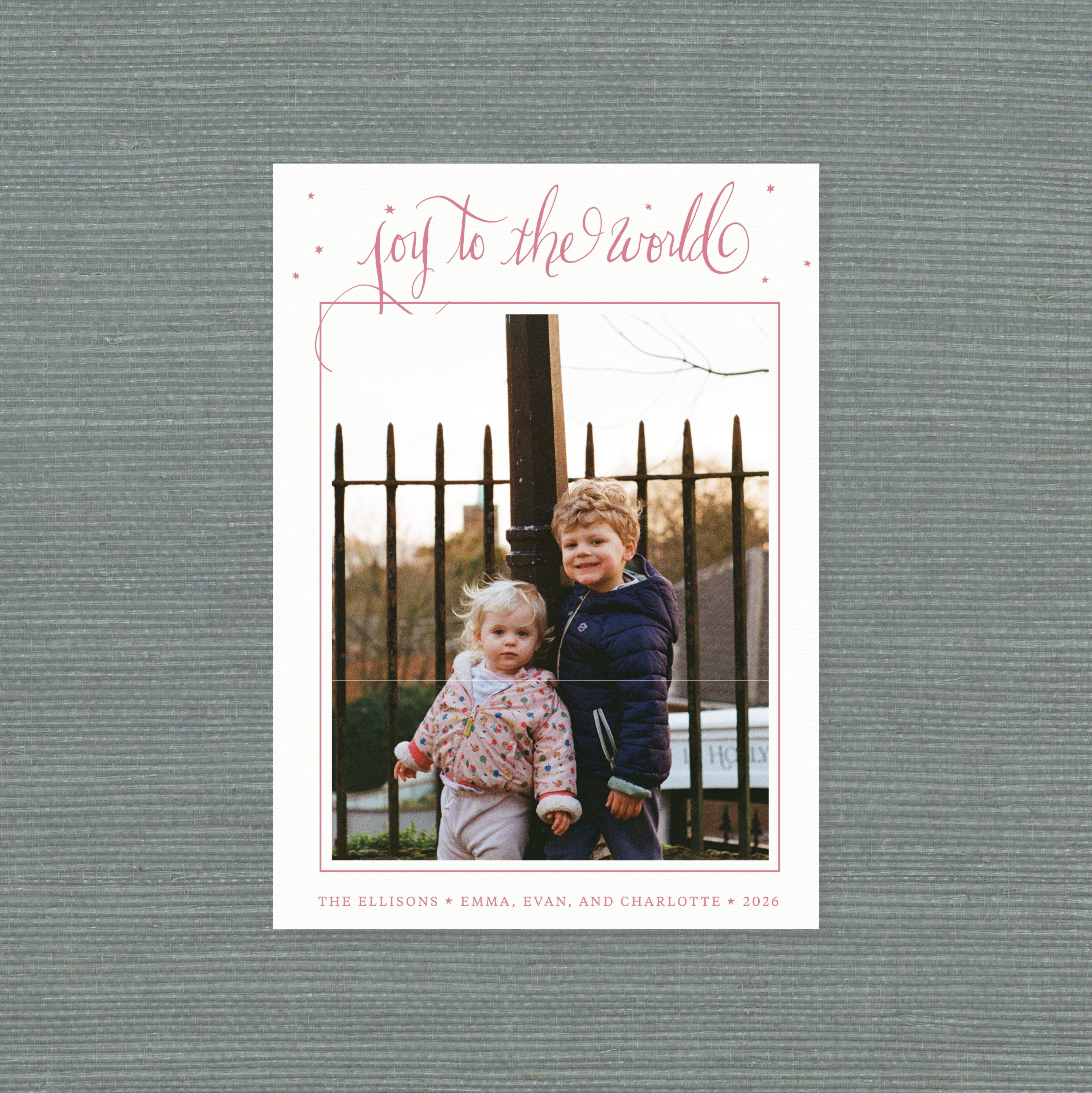 Ellison II Letterpress Holiday Card, Large (White Paper)