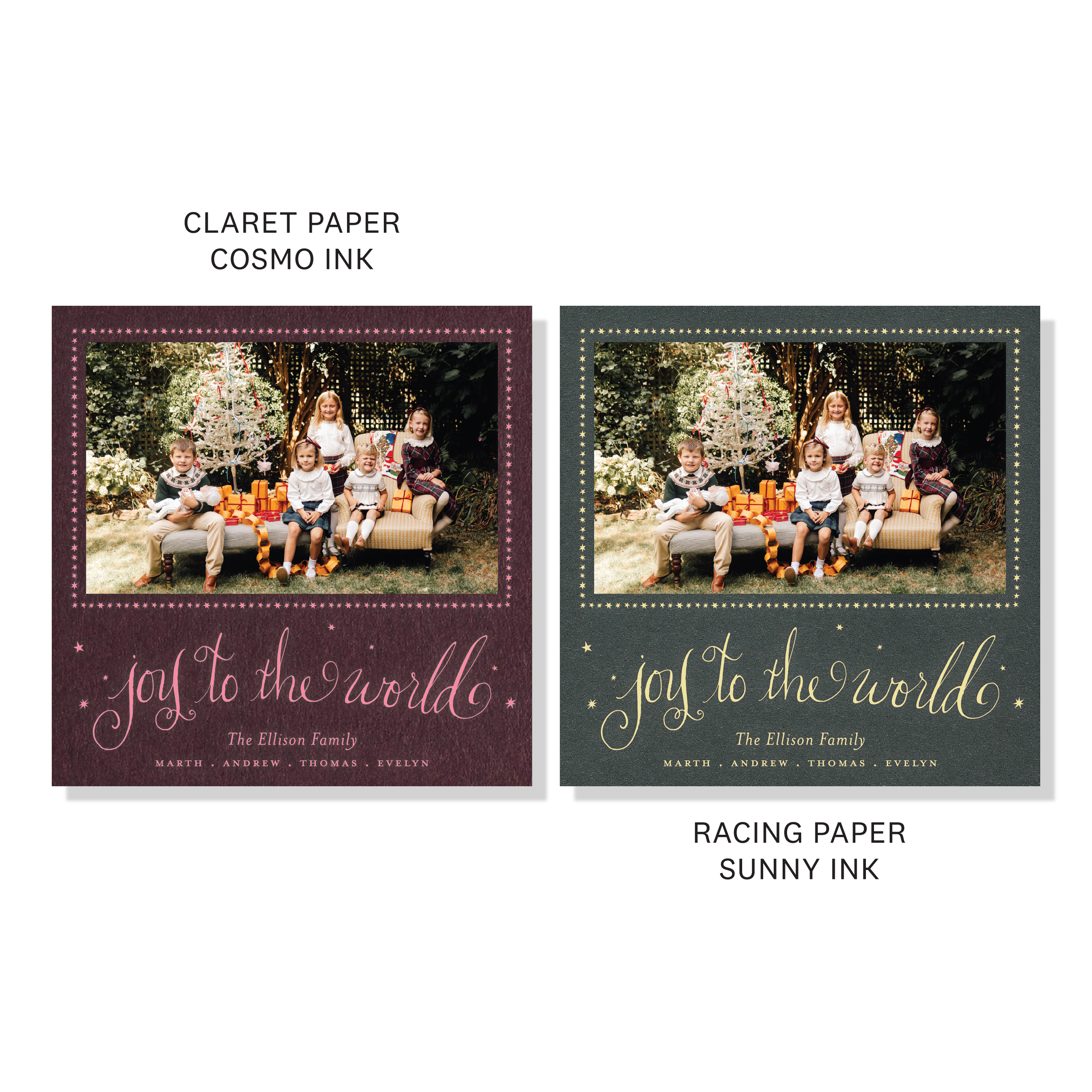 Ellison Engraved Holiday Card, Small Square