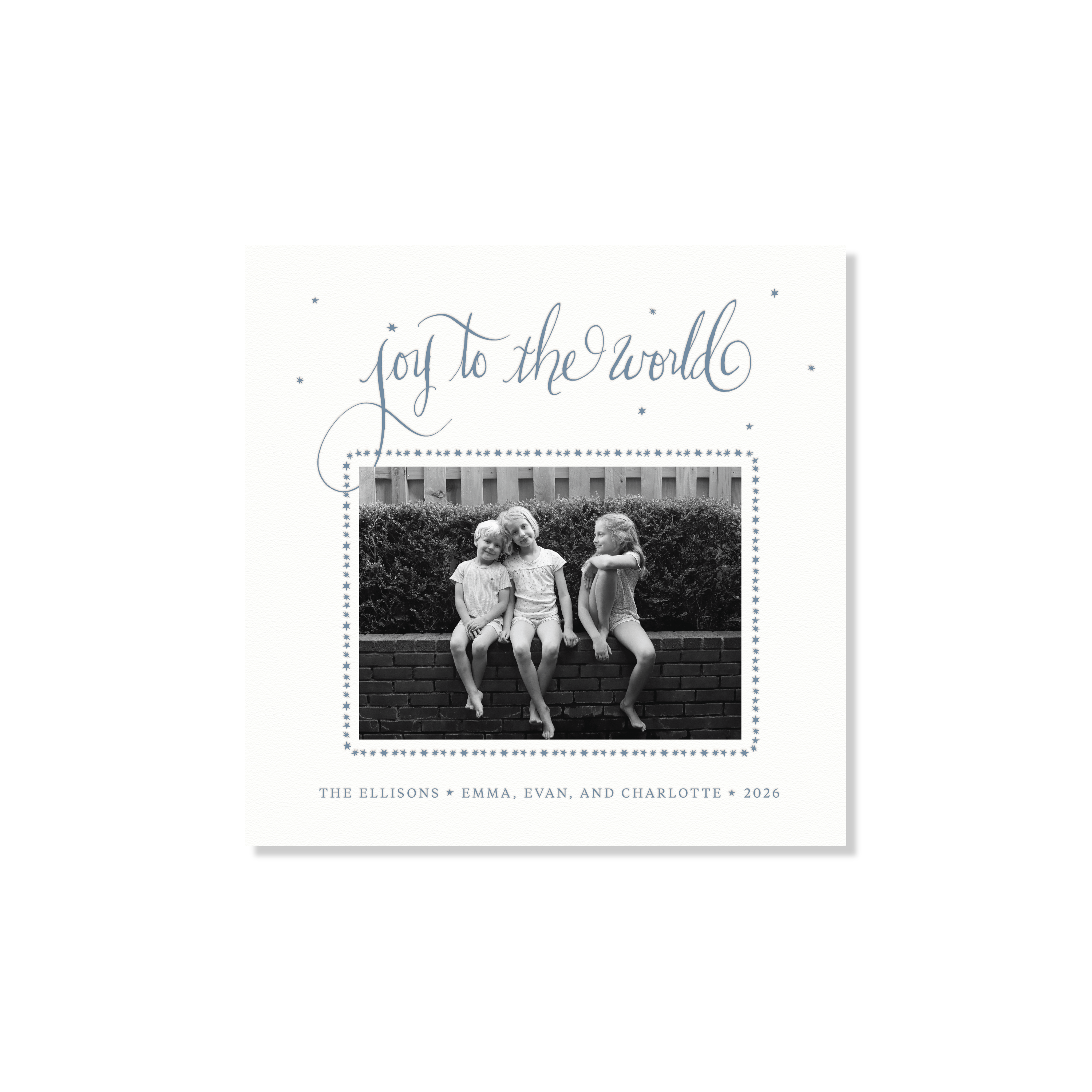 Ellison Letterpress Holiday Card, Small Square (White Paper)