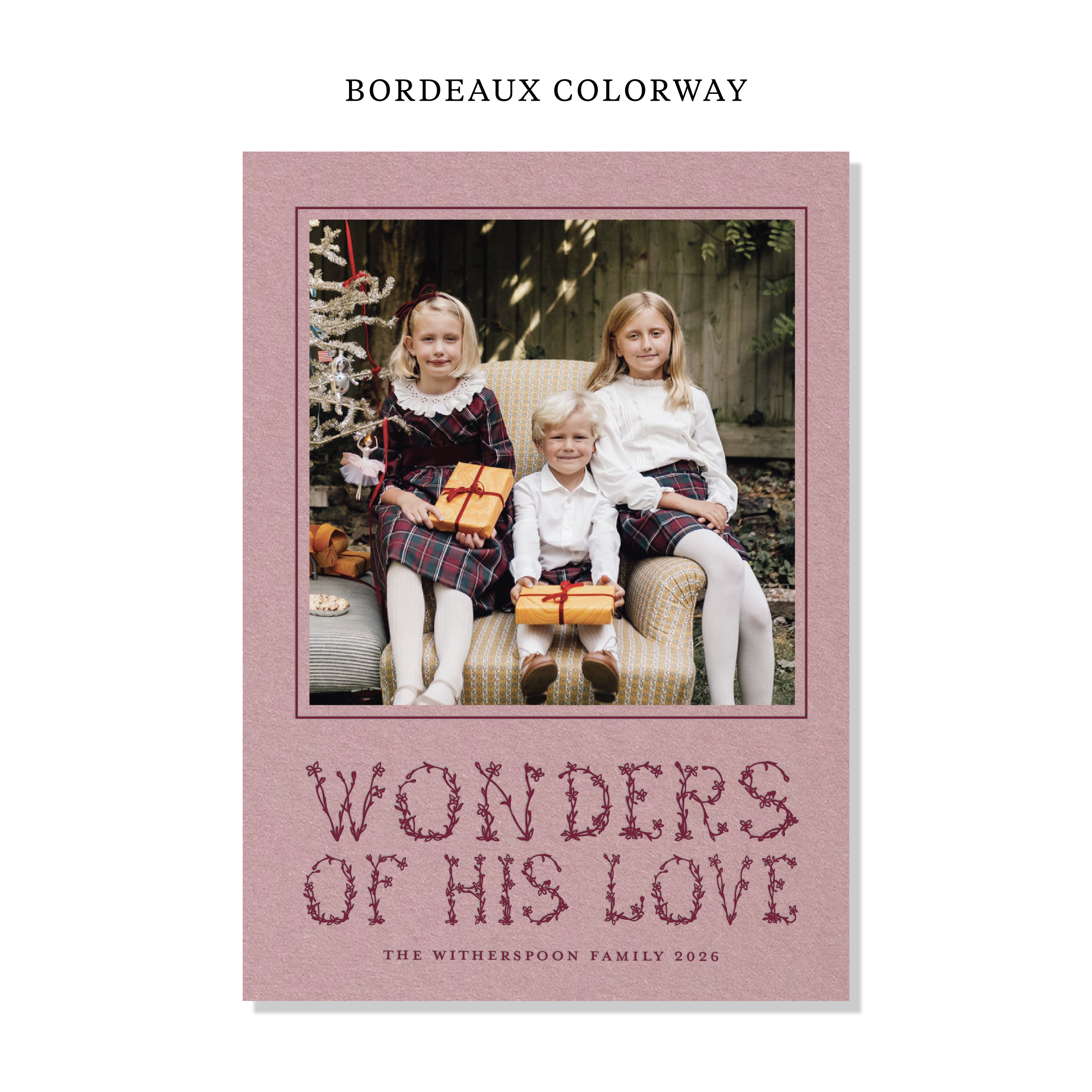 Flora Letterpress Holiday Card, Large (Colored Paper)
