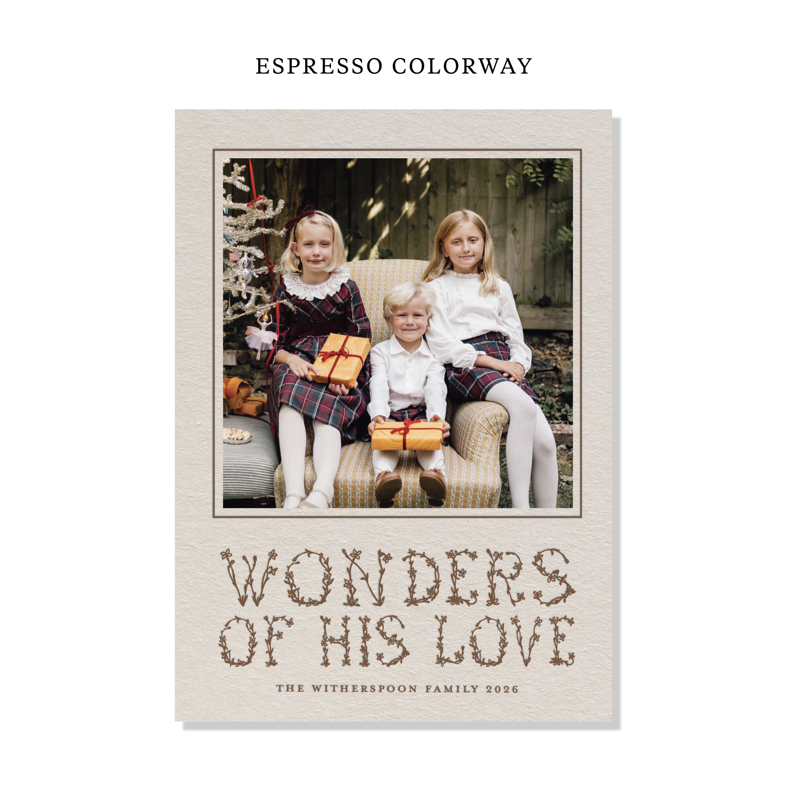Flora Letterpress Holiday Card, Large (Colored Paper)