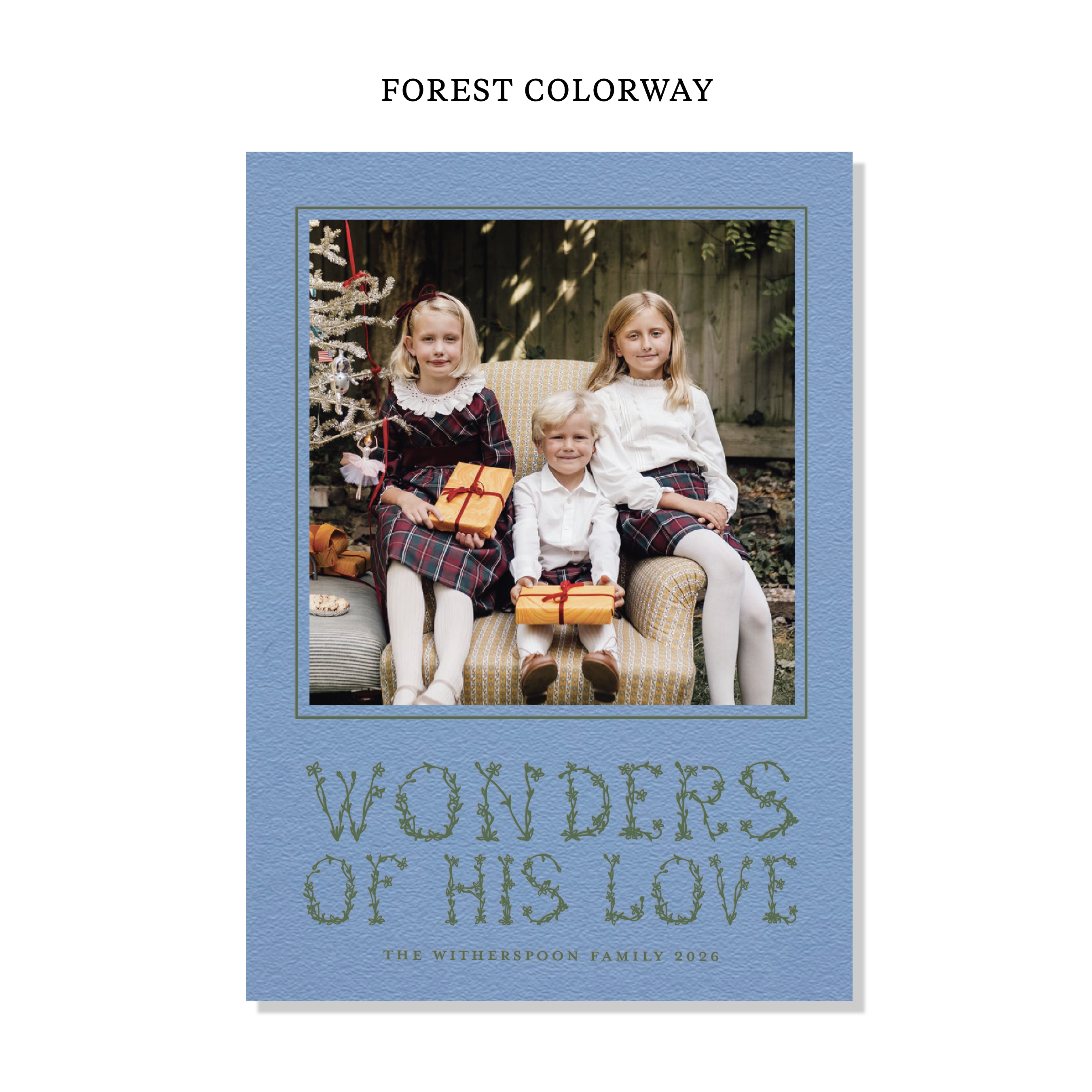 Flora Letterpress Holiday Card, Large (Colored Paper)