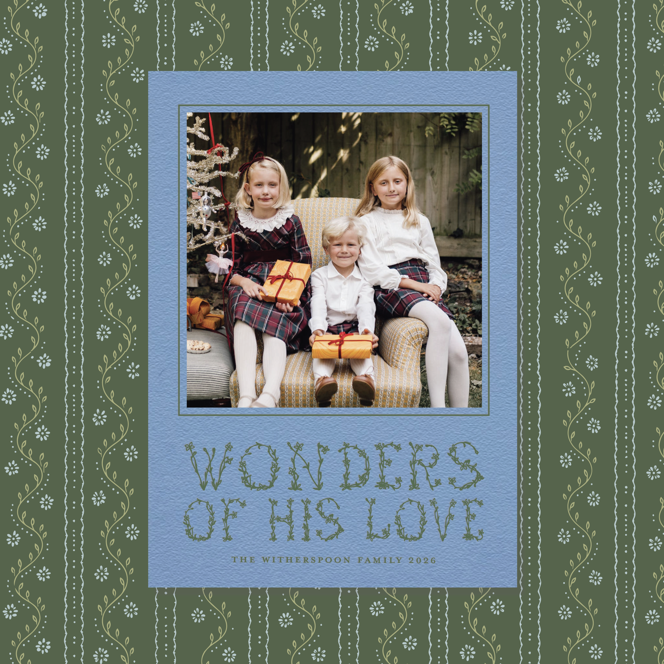 Flora Letterpress Holiday Card, Large (Colored Paper)