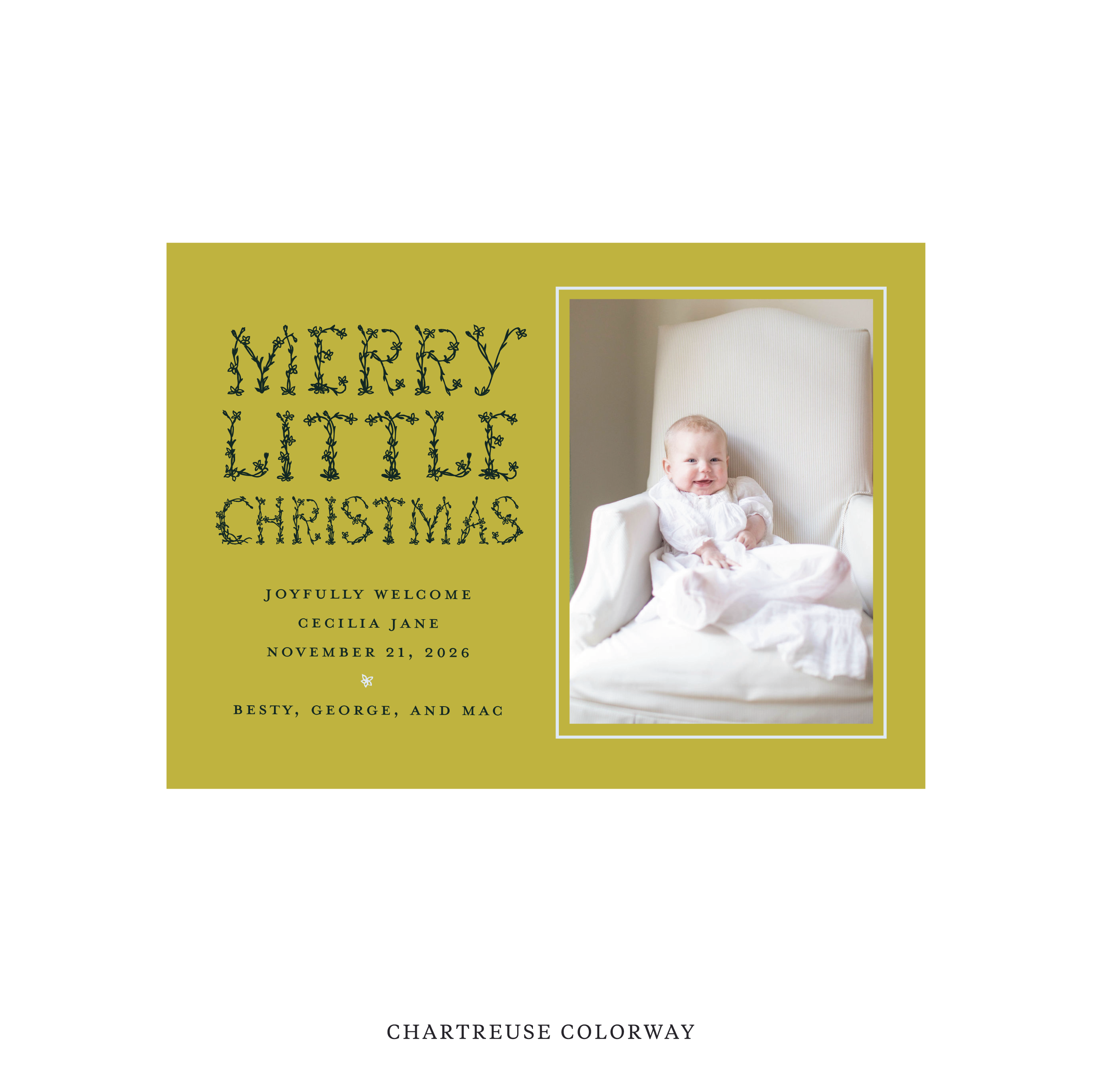 Flora Classic Flat Print Holiday Card, Birth Announcement Medium