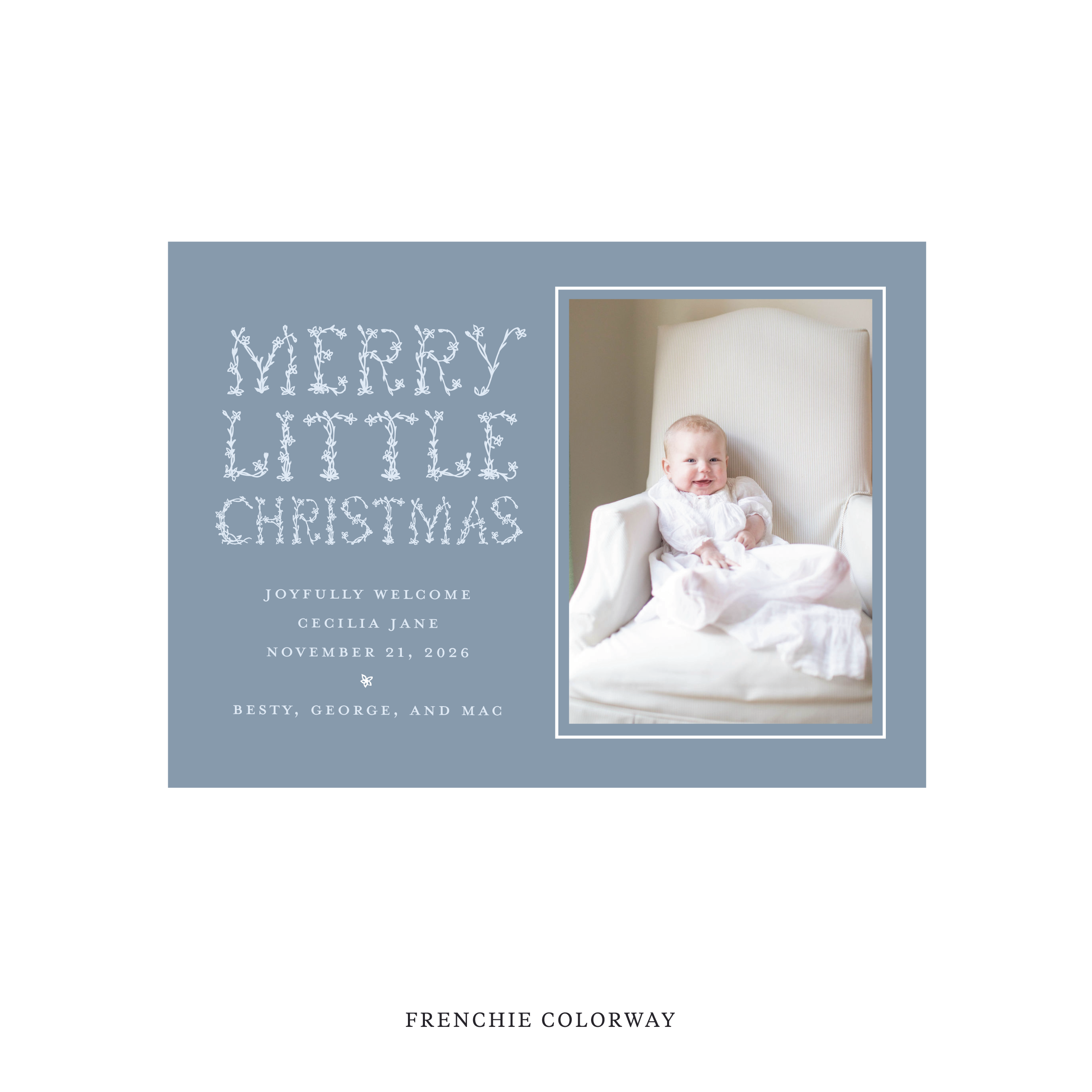 Flora Classic Flat Print Holiday Card, Birth Announcement Medium
