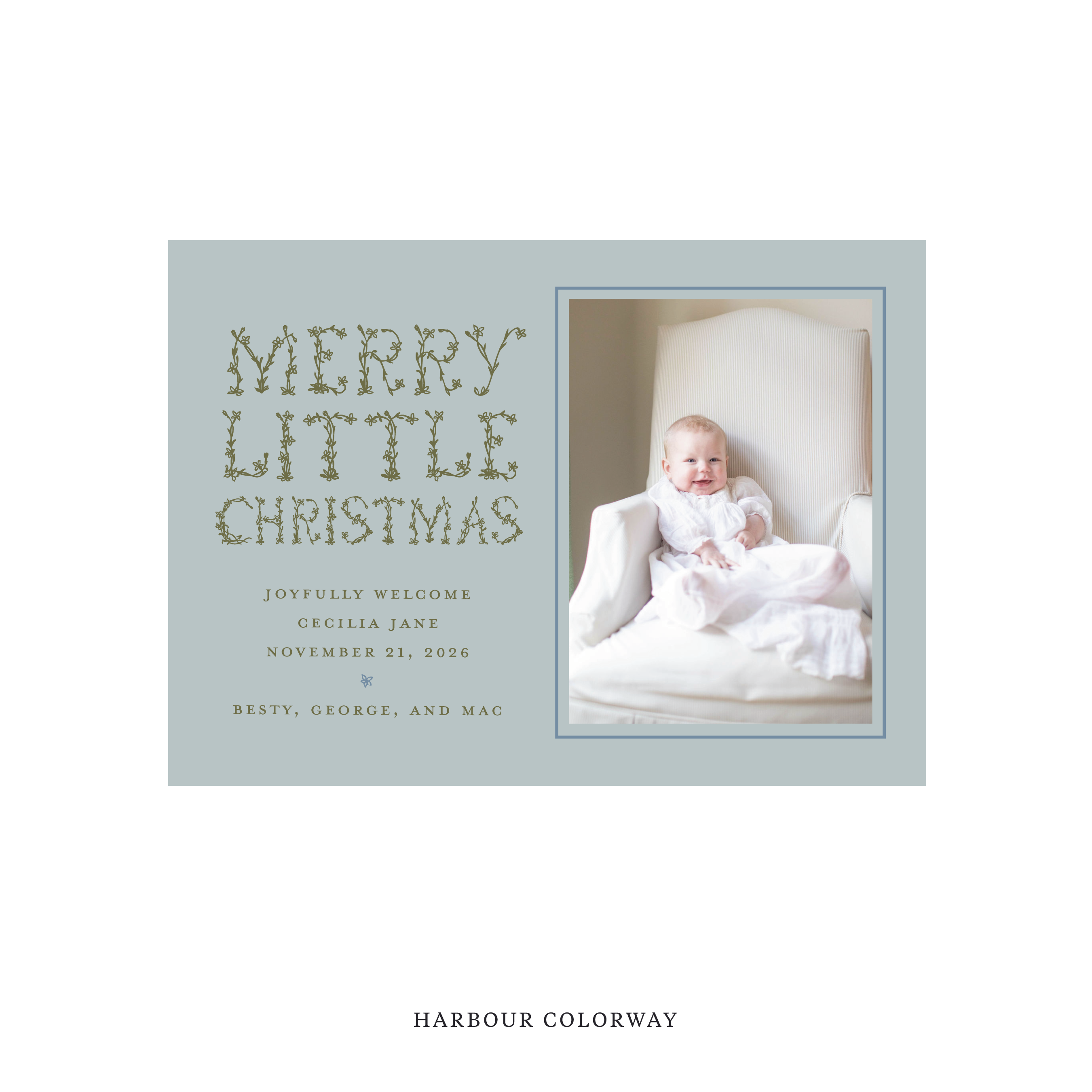 Flora Classic Flat Print Holiday Card, Birth Announcement Medium