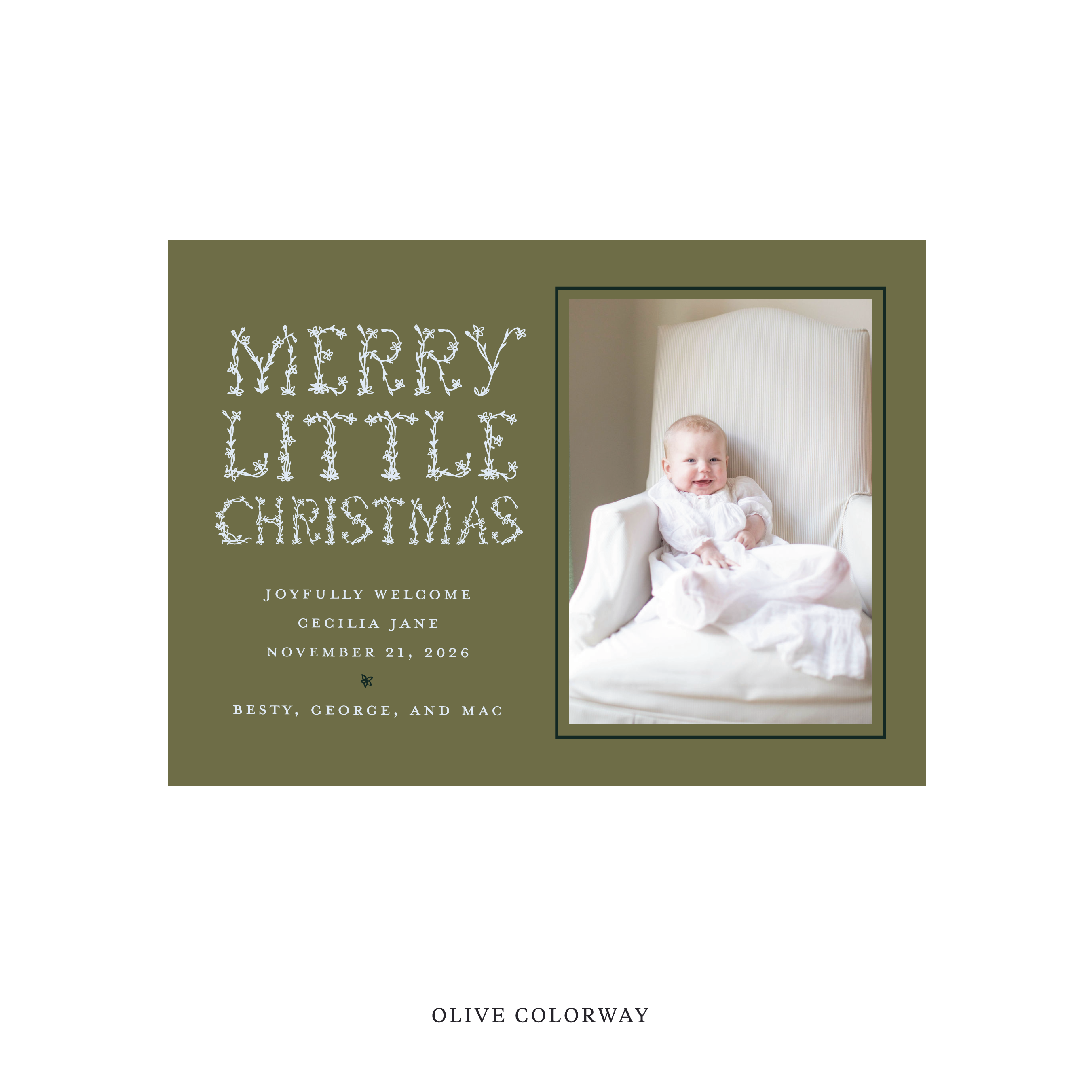 Flora Classic Flat Print Holiday Card, Birth Announcement Medium