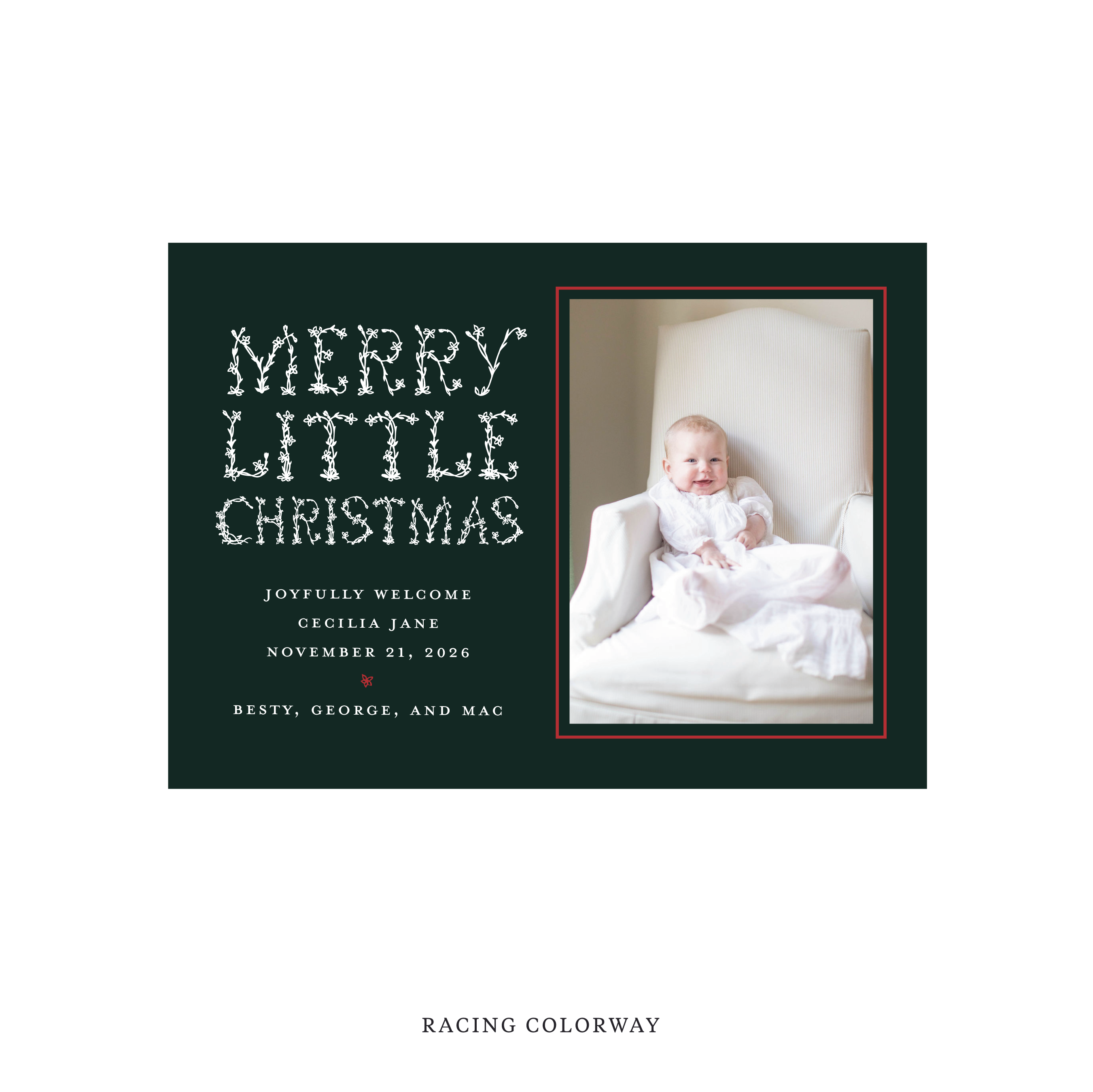 Flora Classic Flat Print Holiday Card, Birth Announcement Medium