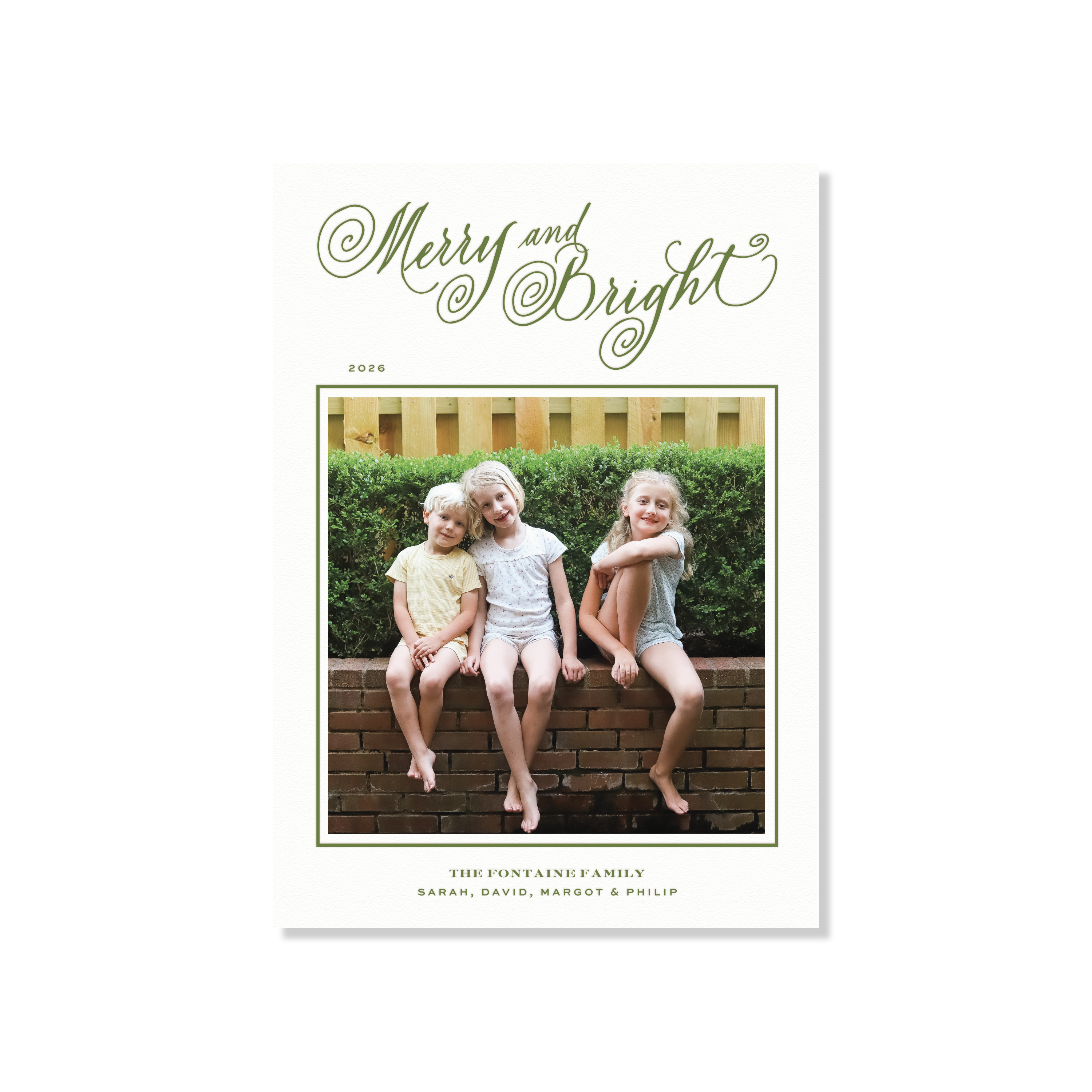 Fontaine Letterpress Holiday Card, Large (White Paper)