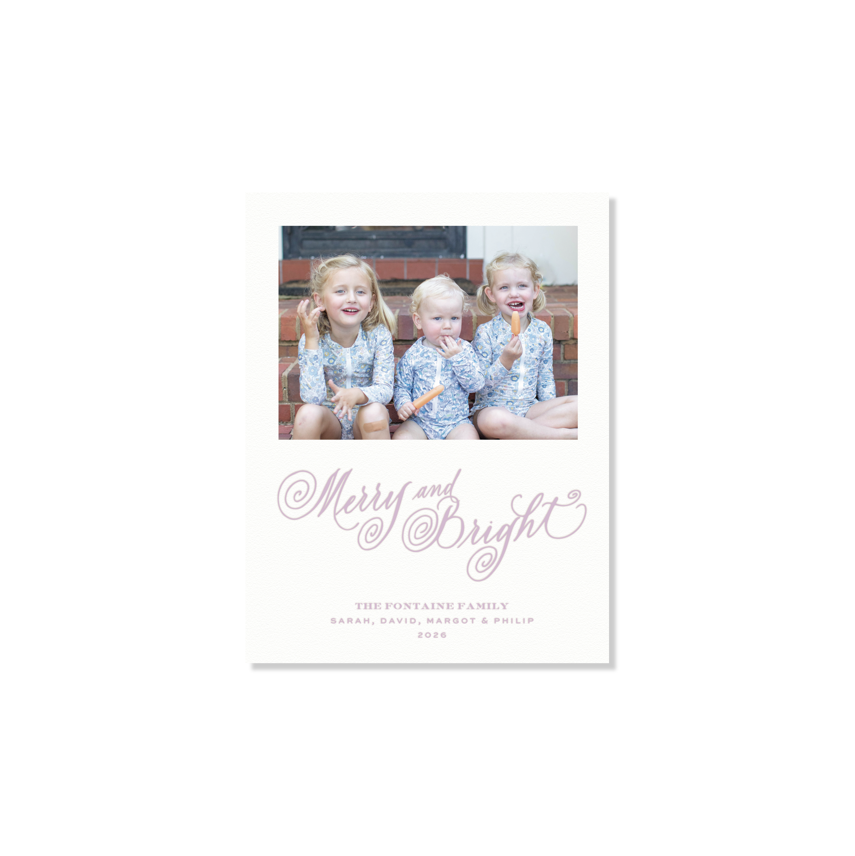Fontaine Letterpress Holiday Card, Small (White Paper)