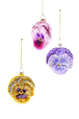Pink Glittered Pansy Ornament