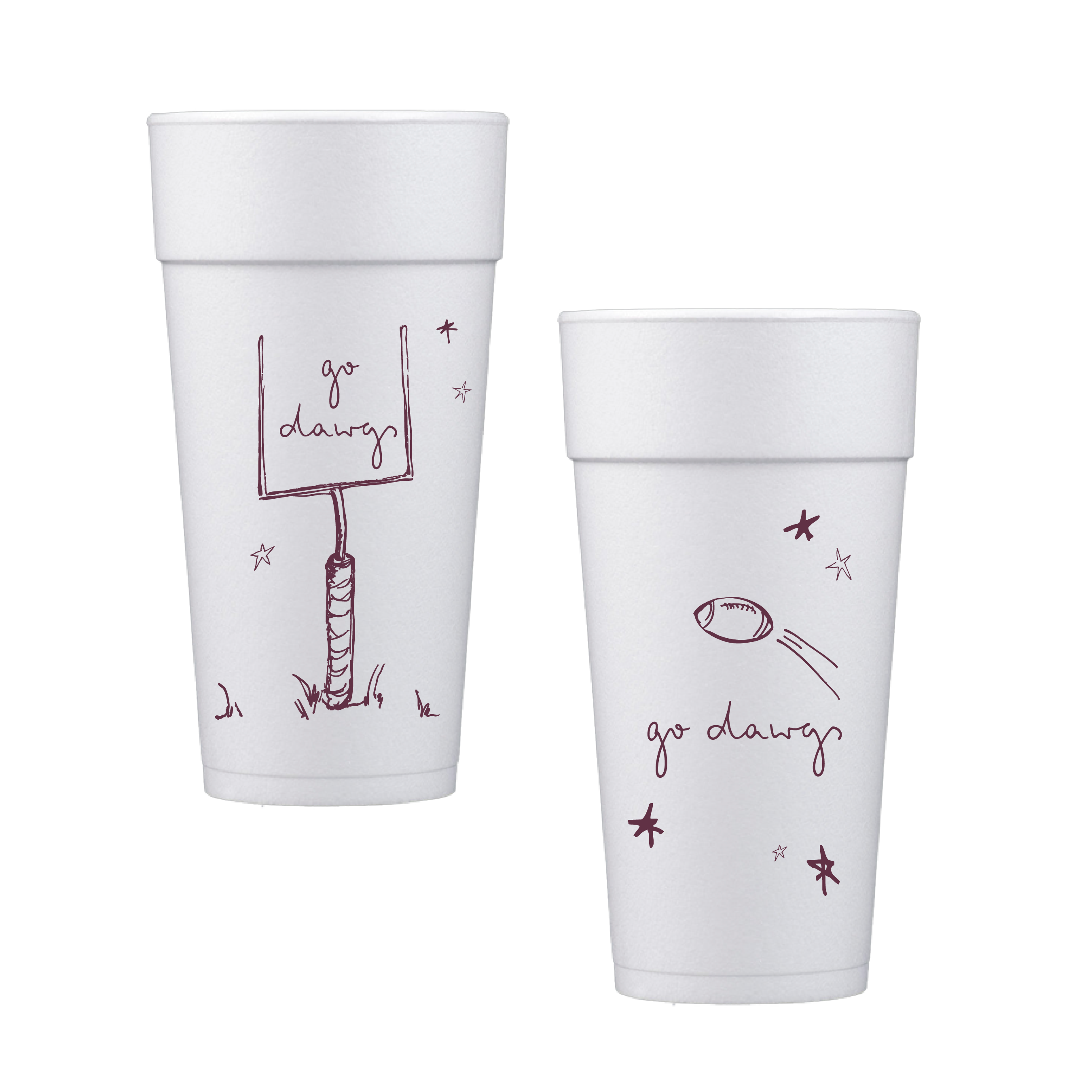 Maroon Go Dawgs Game Day Cups