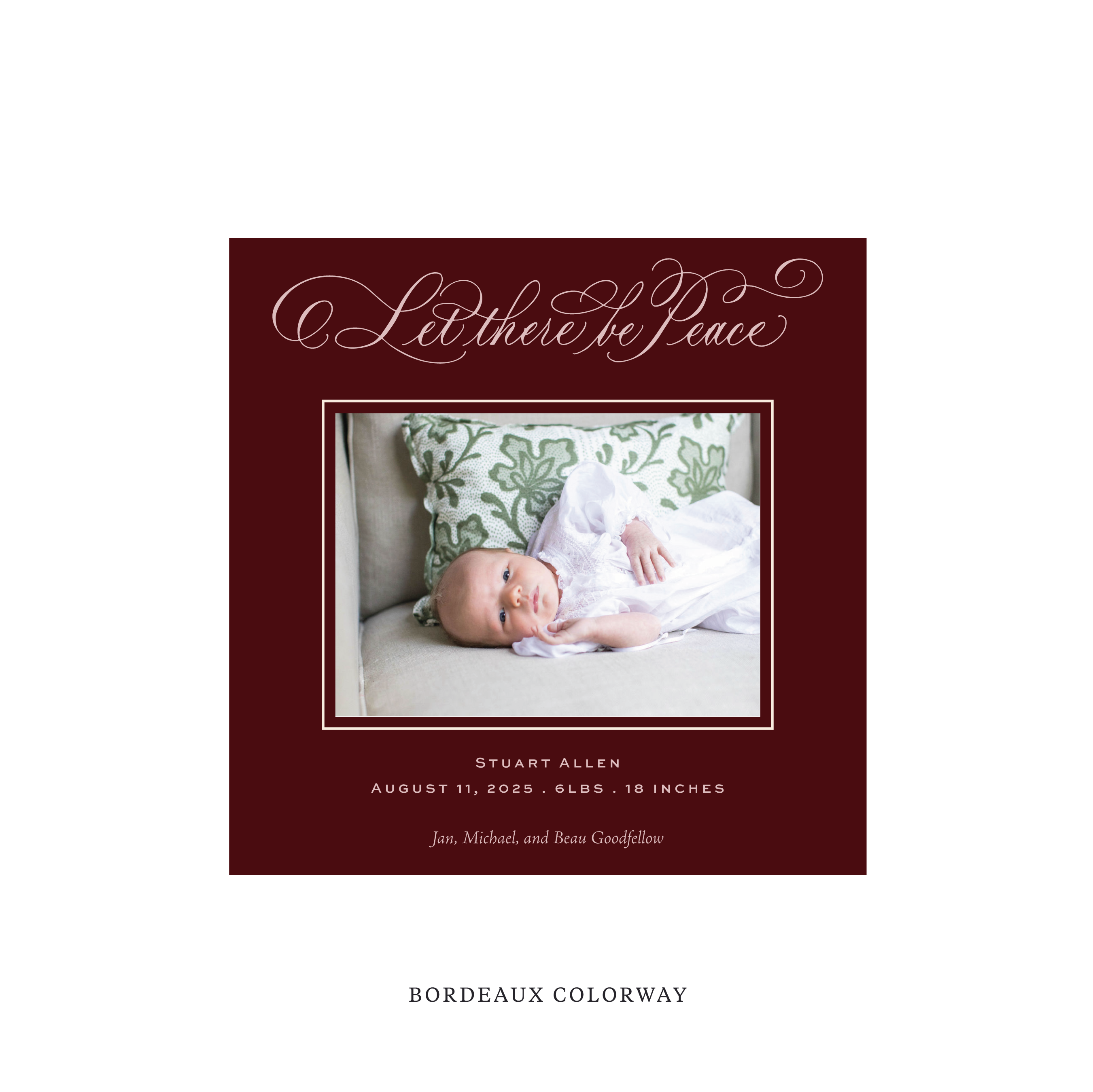 Goodfellow Classic Flat Print Holiday Card, Birth Announcement Square