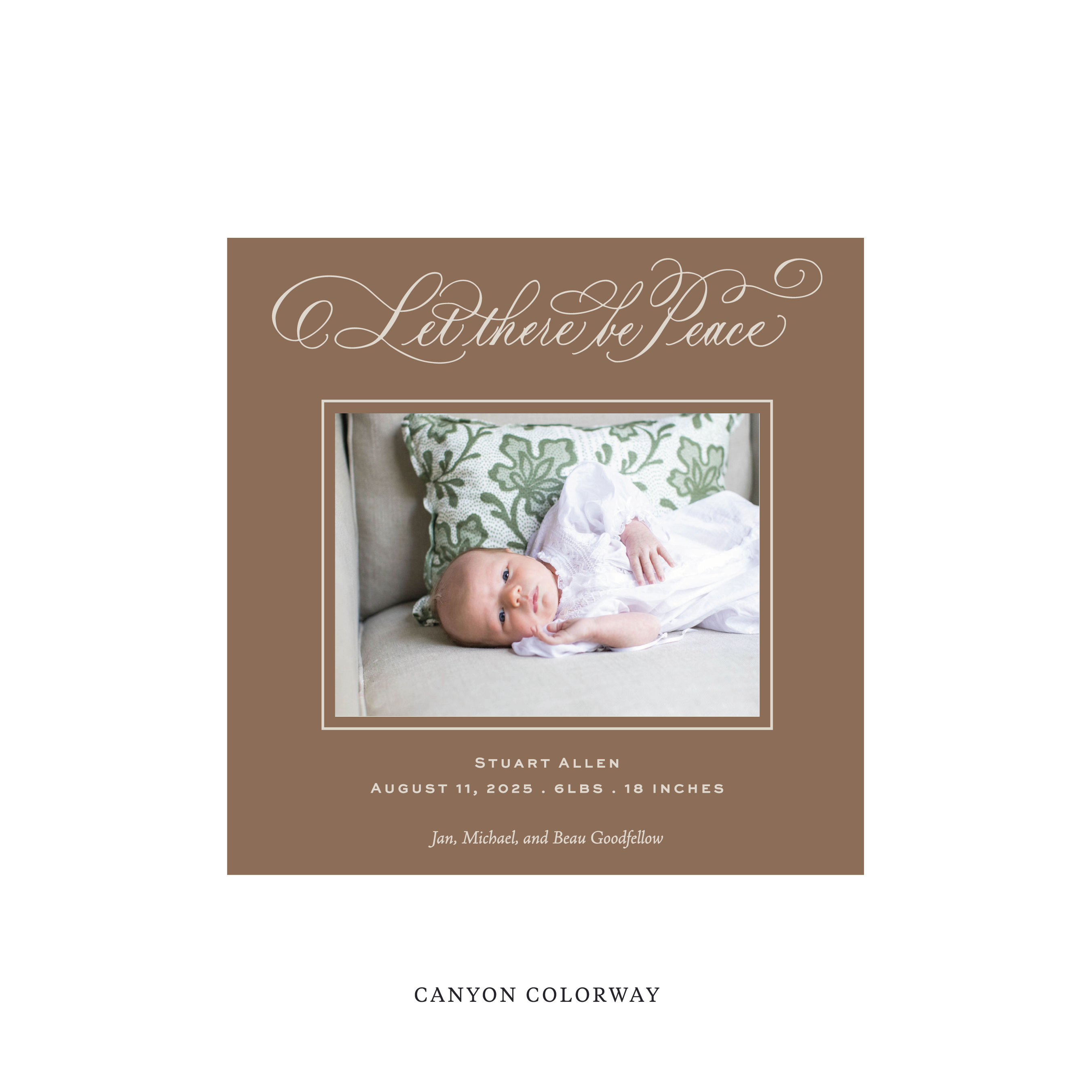 Goodfellow Classic Flat Print Holiday Card, Birth Announcement Square