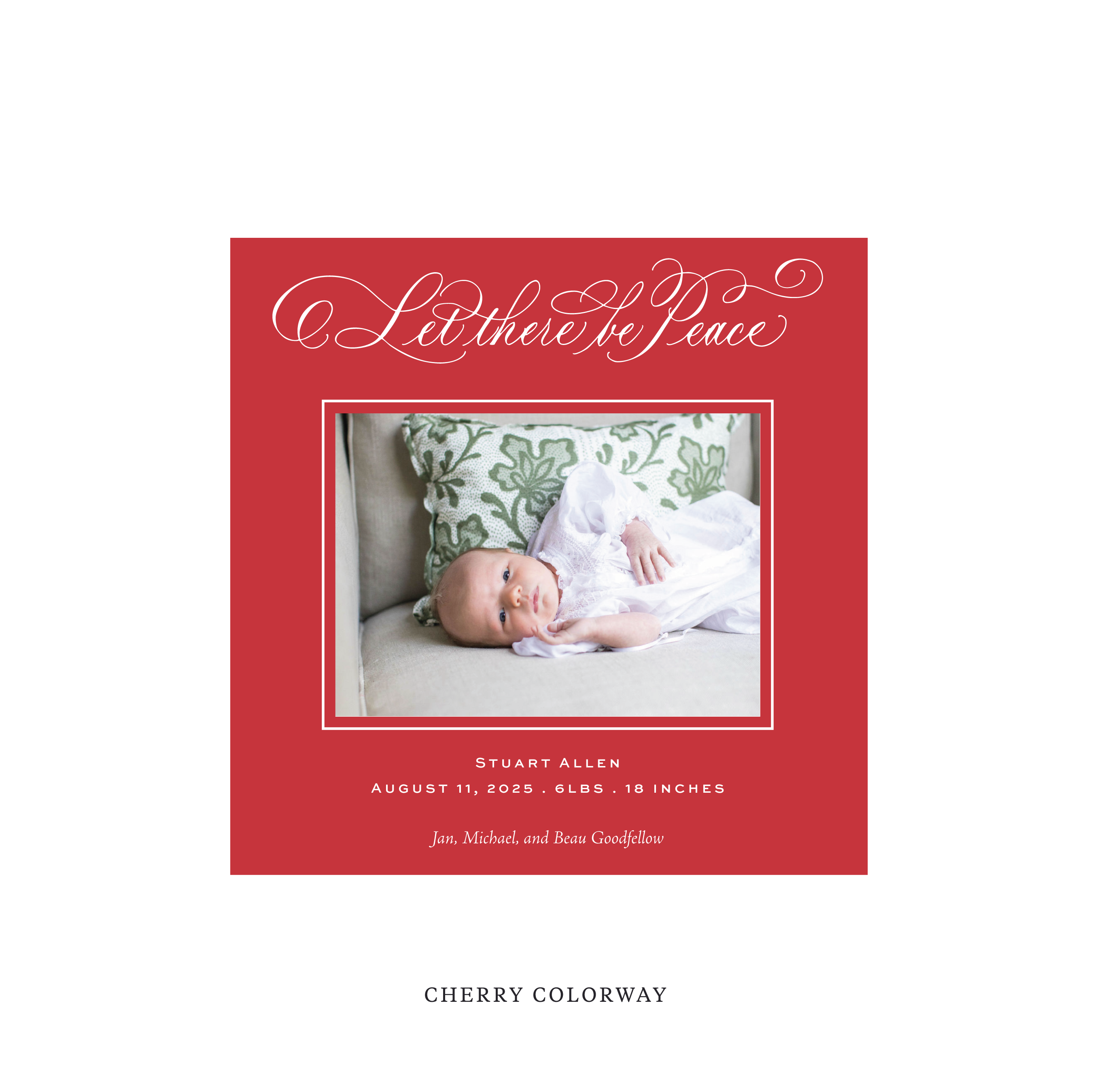 Goodfellow Classic Flat Print Holiday Card, Birth Announcement Square