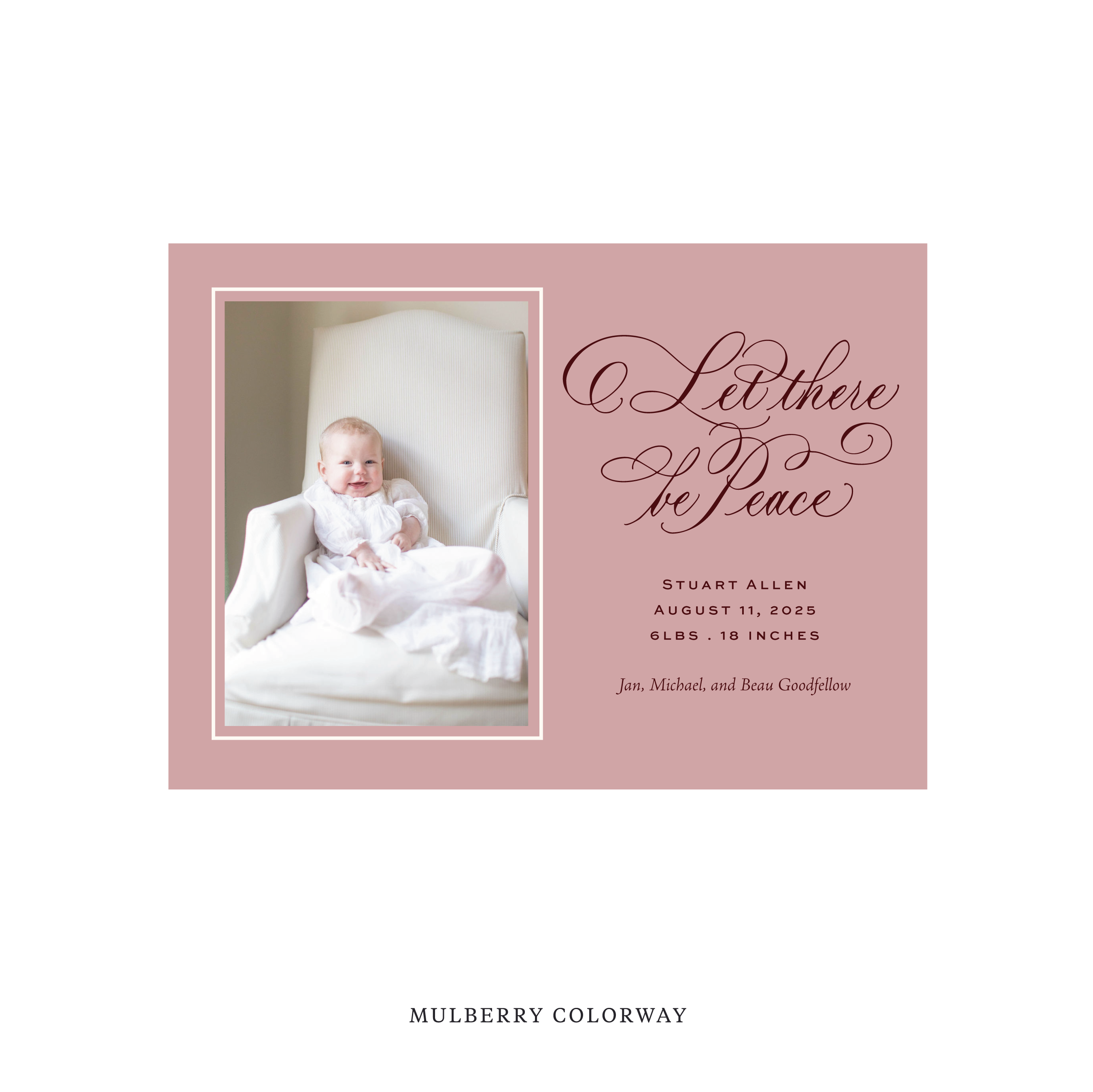 Goodfellow Classic Flat Print Holiday Card, Birth Announcement Medium