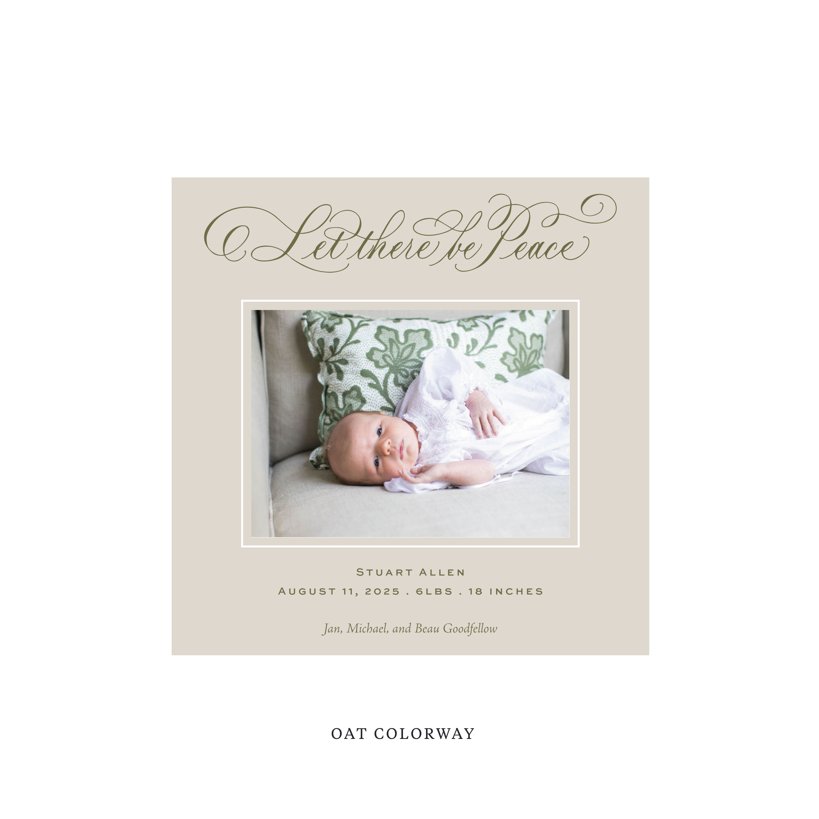 Goodfellow Classic Flat Print Holiday Card, Birth Announcement Square