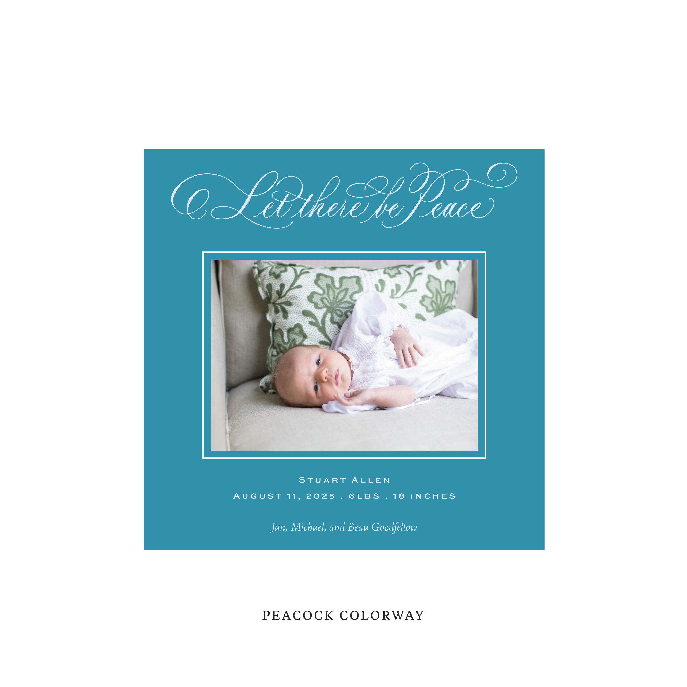 Goodfellow Classic Flat Print Holiday Card, Birth Announcement Square