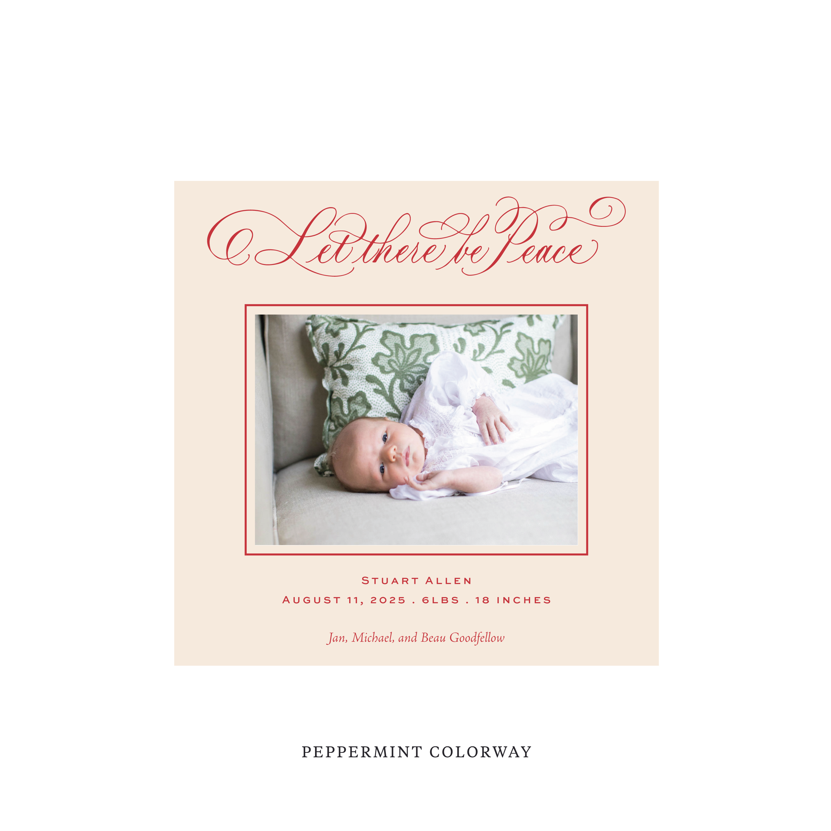 Goodfellow Classic Flat Print Holiday Card, Birth Announcement Square