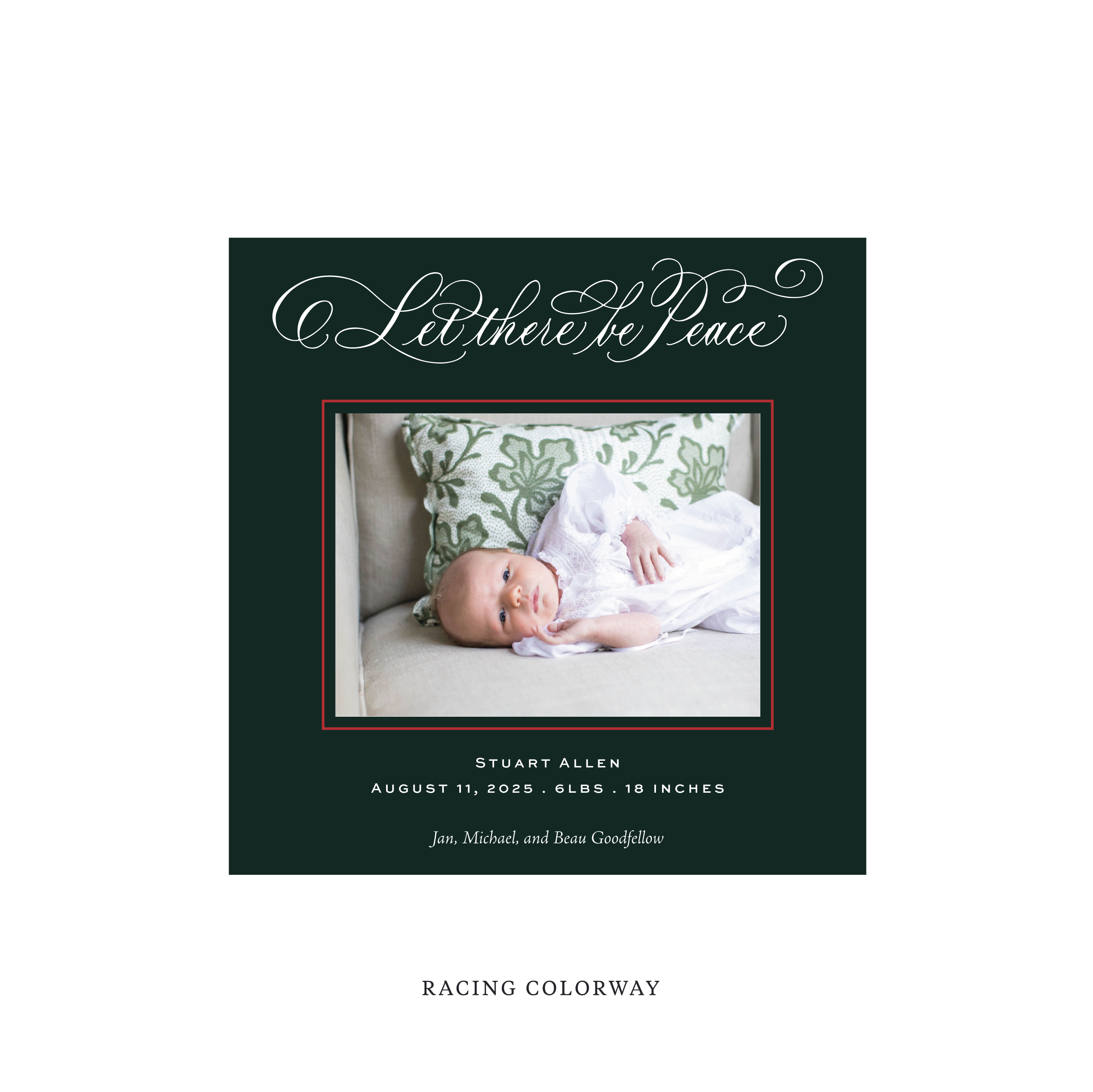 Goodfellow Classic Flat Print Holiday Card, Birth Announcement Square