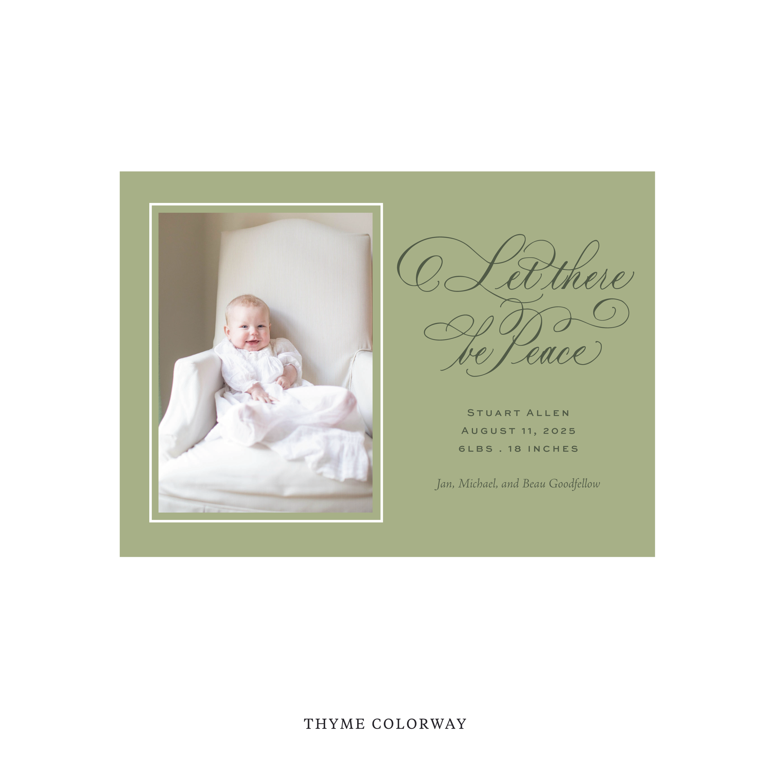 Goodfellow Classic Flat Print Holiday Card, Birth Announcement Medium