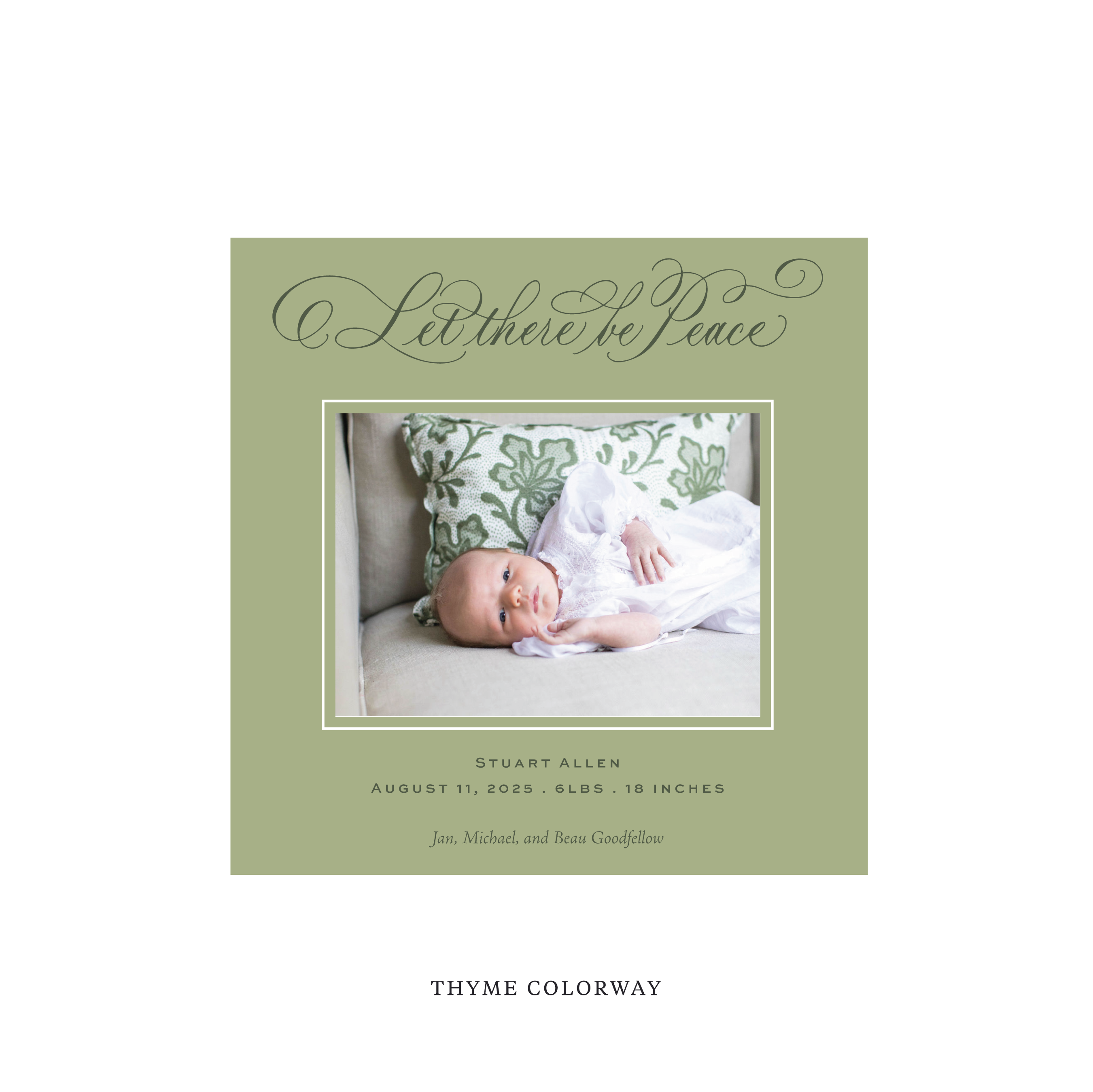 Goodfellow Classic Flat Print Holiday Card, Birth Announcement Square