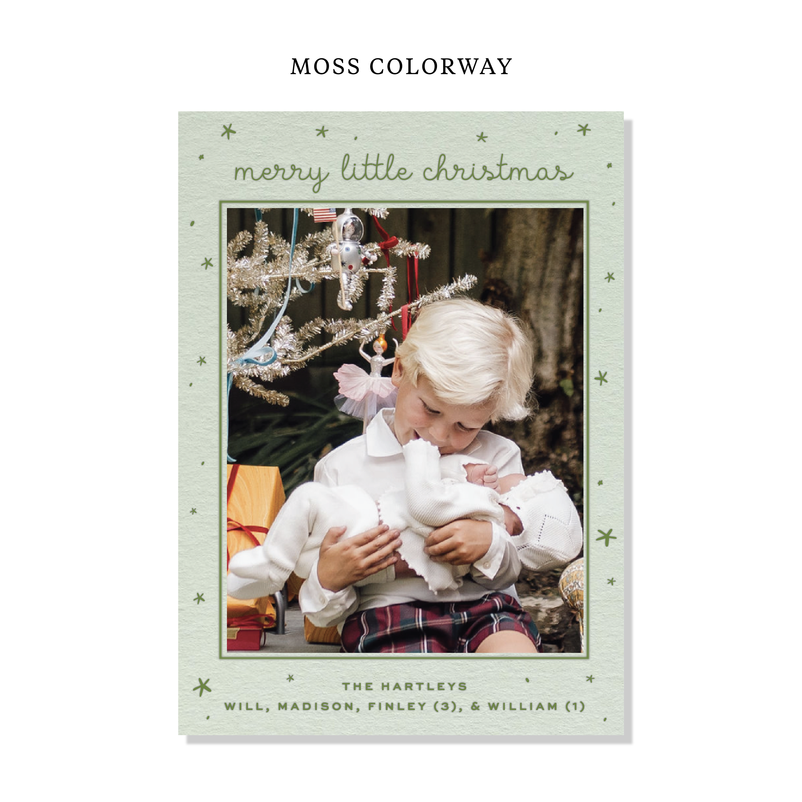 Hartley Birth Announcement Letterpress Holiday Card, Large (Colored Paper)