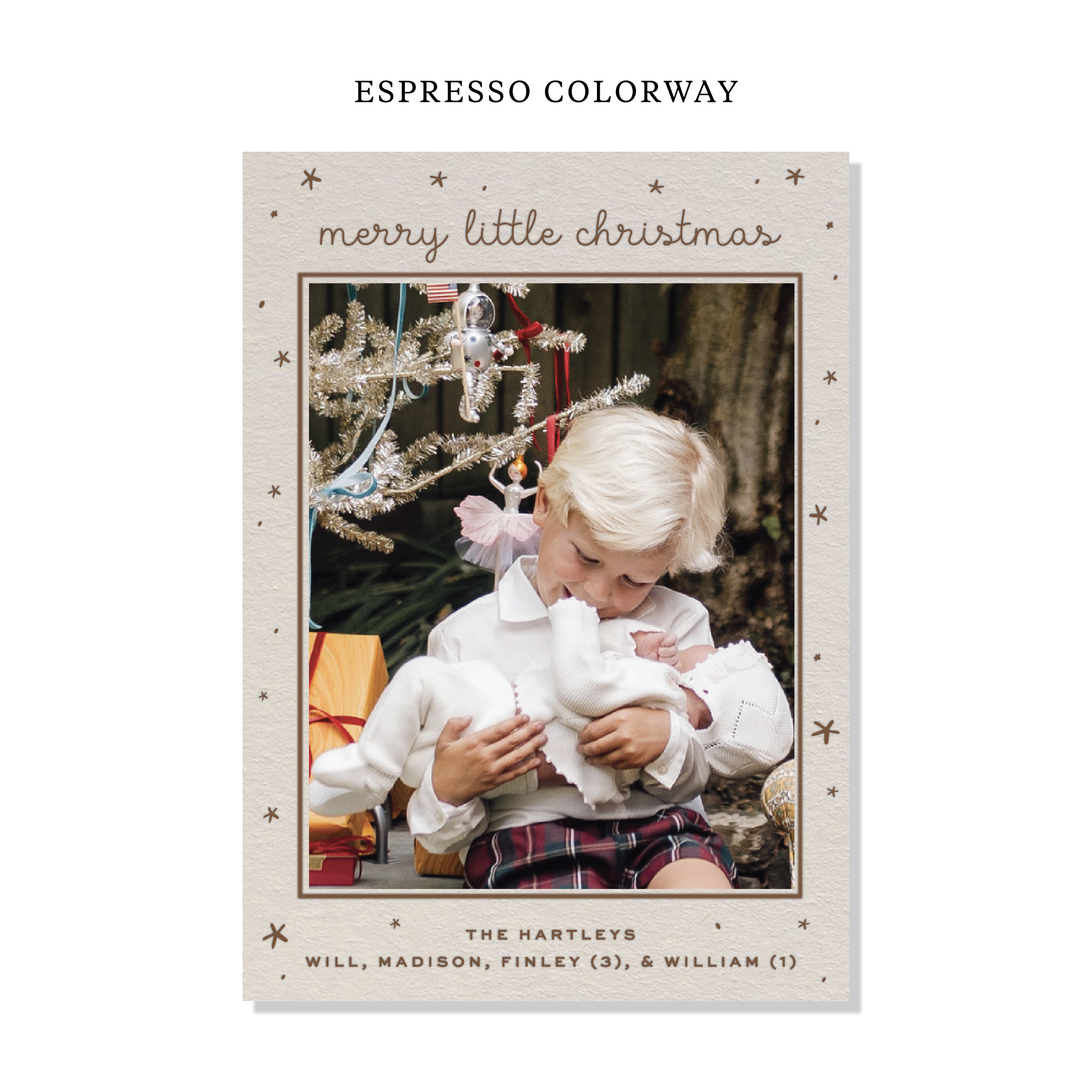 Hartley Birth Announcement Letterpress Holiday Card, Large (Colored Paper)