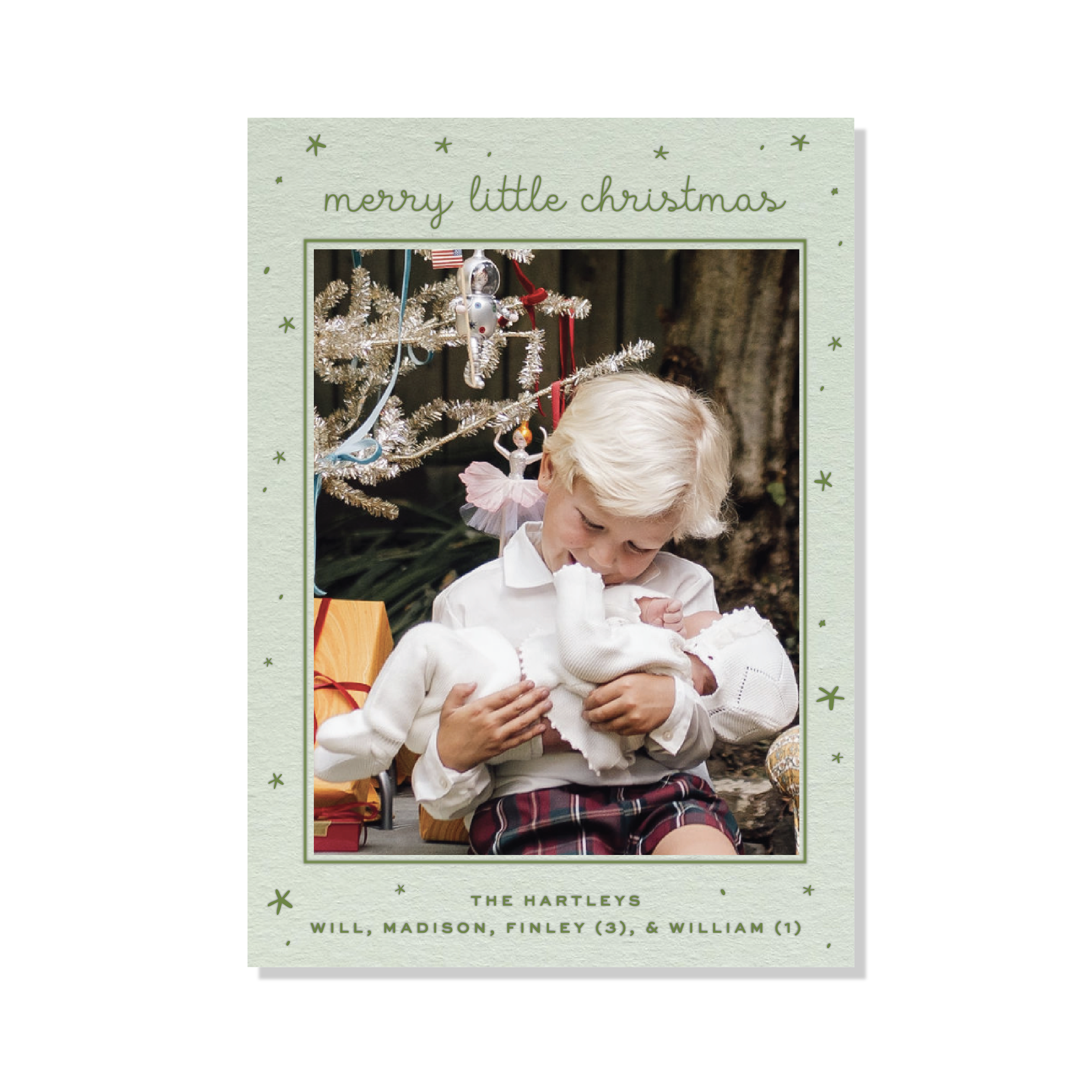 Hartley Birth Announcement Letterpress Holiday Card, Large (Colored Paper)