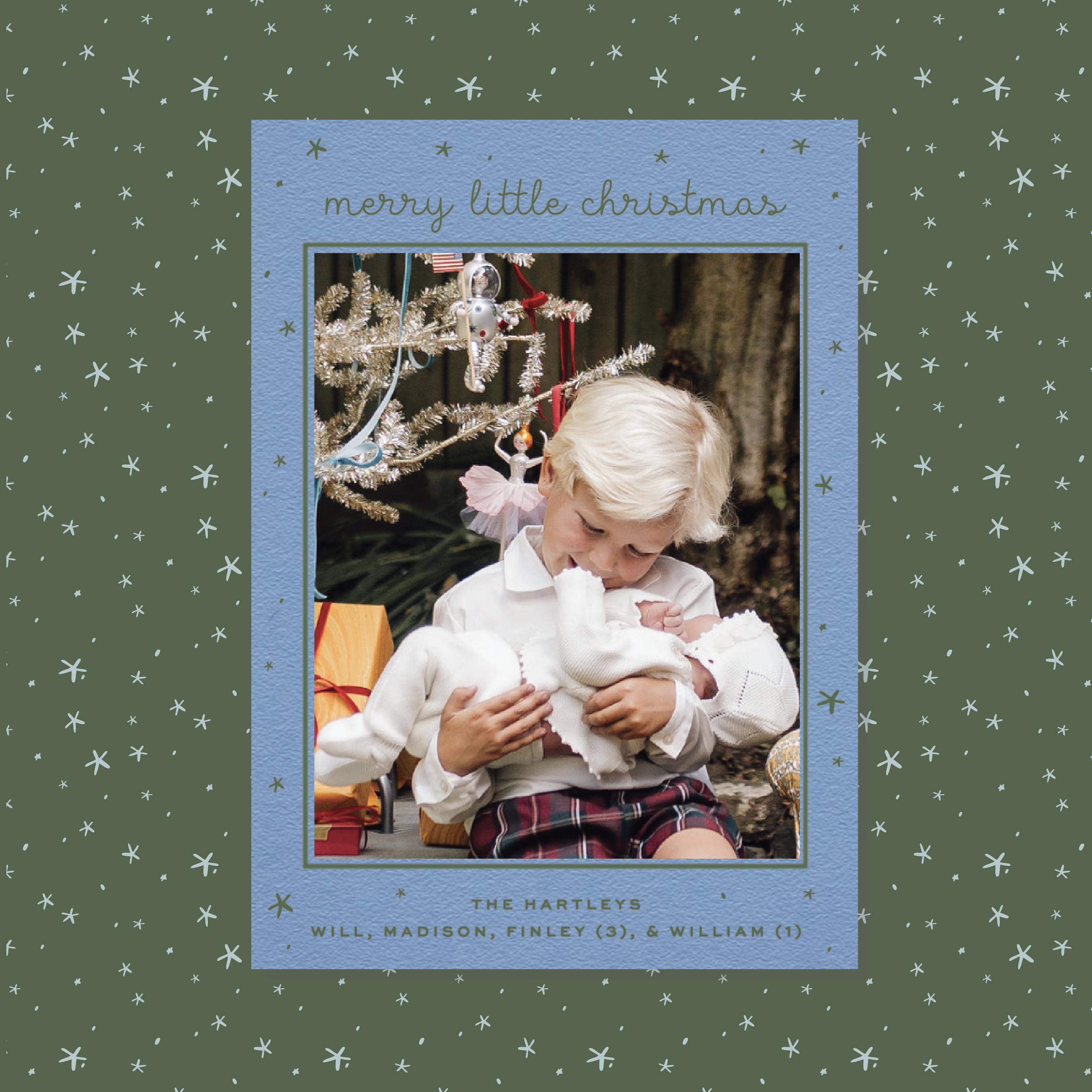 Hartley Birth Announcement Letterpress Holiday Card, Large (Colored Paper)