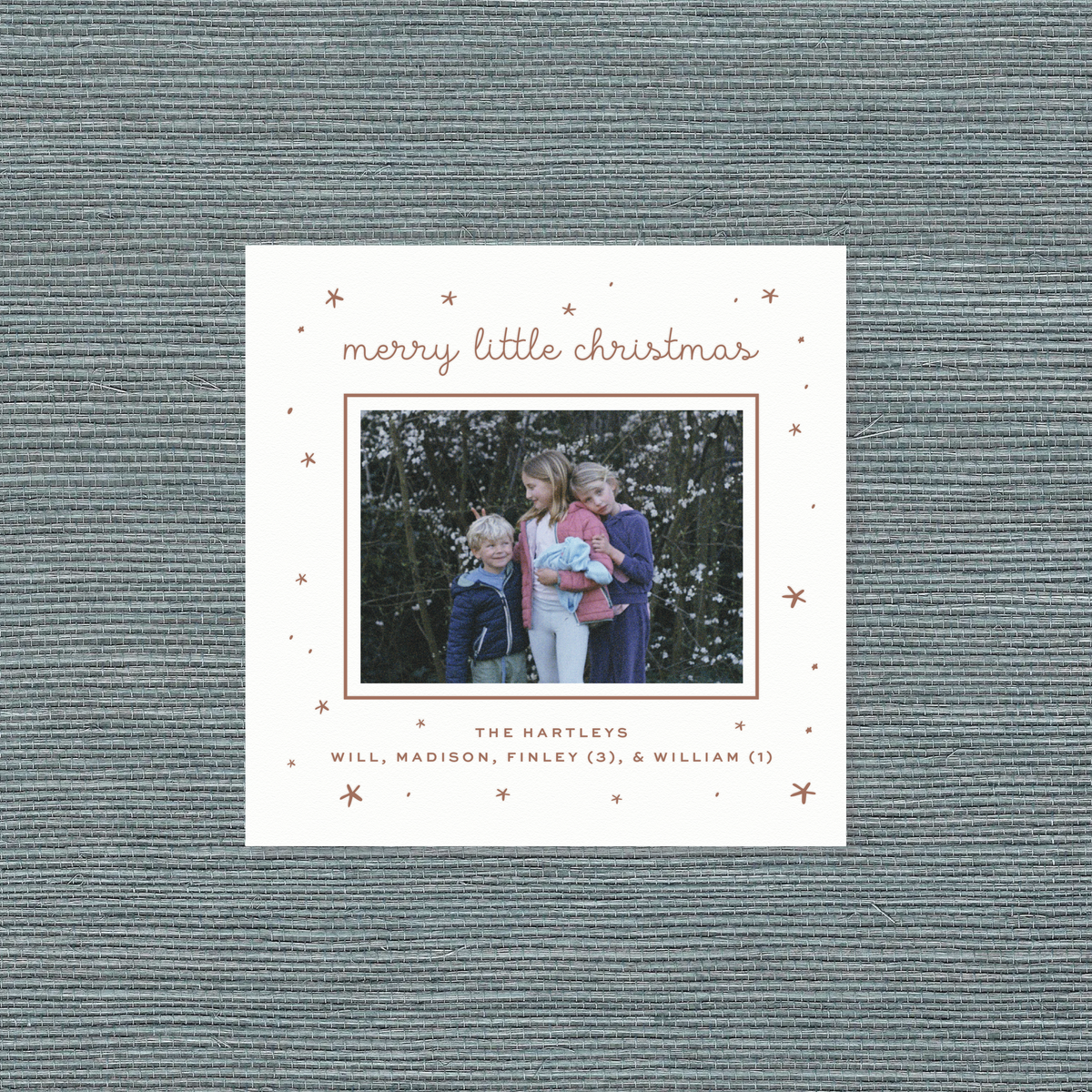 Hartley Letterpress Holiday Card, Small Square (White Paper)