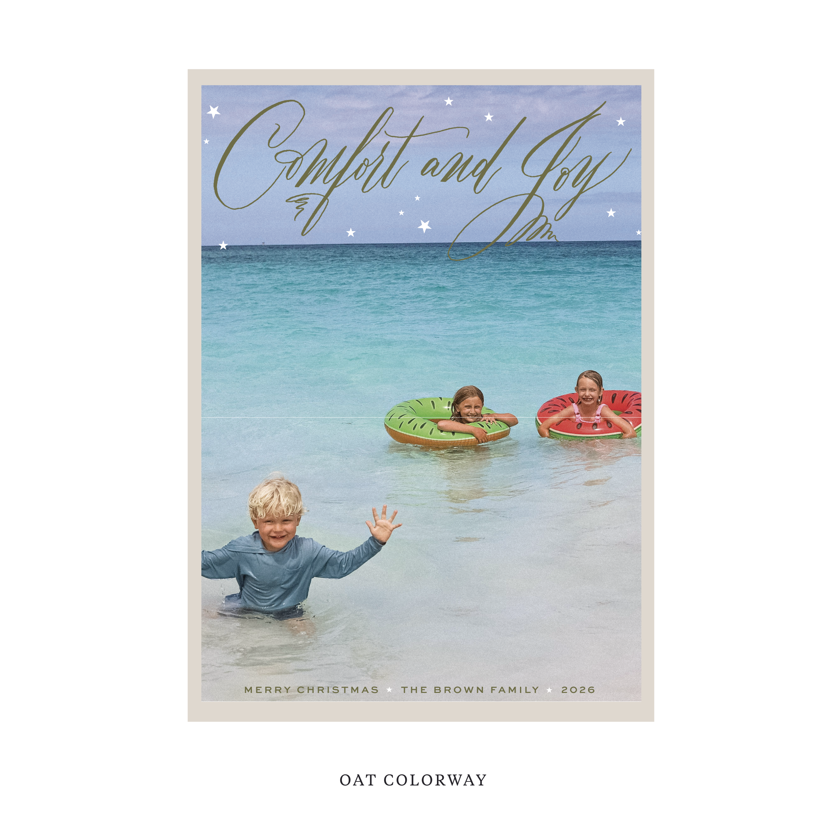 Celebrate the season with the Hawthorne "Comfort and Joy" Holiday Card by Stovall Collection. Featuring original hand-lettered artwork, this luxury personalized photo mount holiday card is available in 22 thoughtfully curated flat printing colorways.
