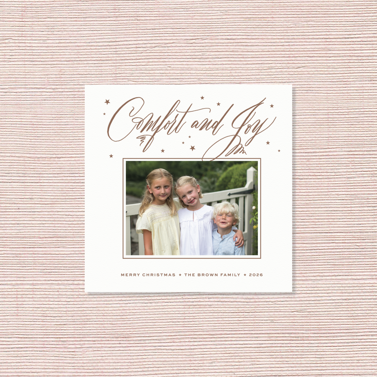 Hawthorne II Letterpress Holiday Card, Small Square (White Paper)