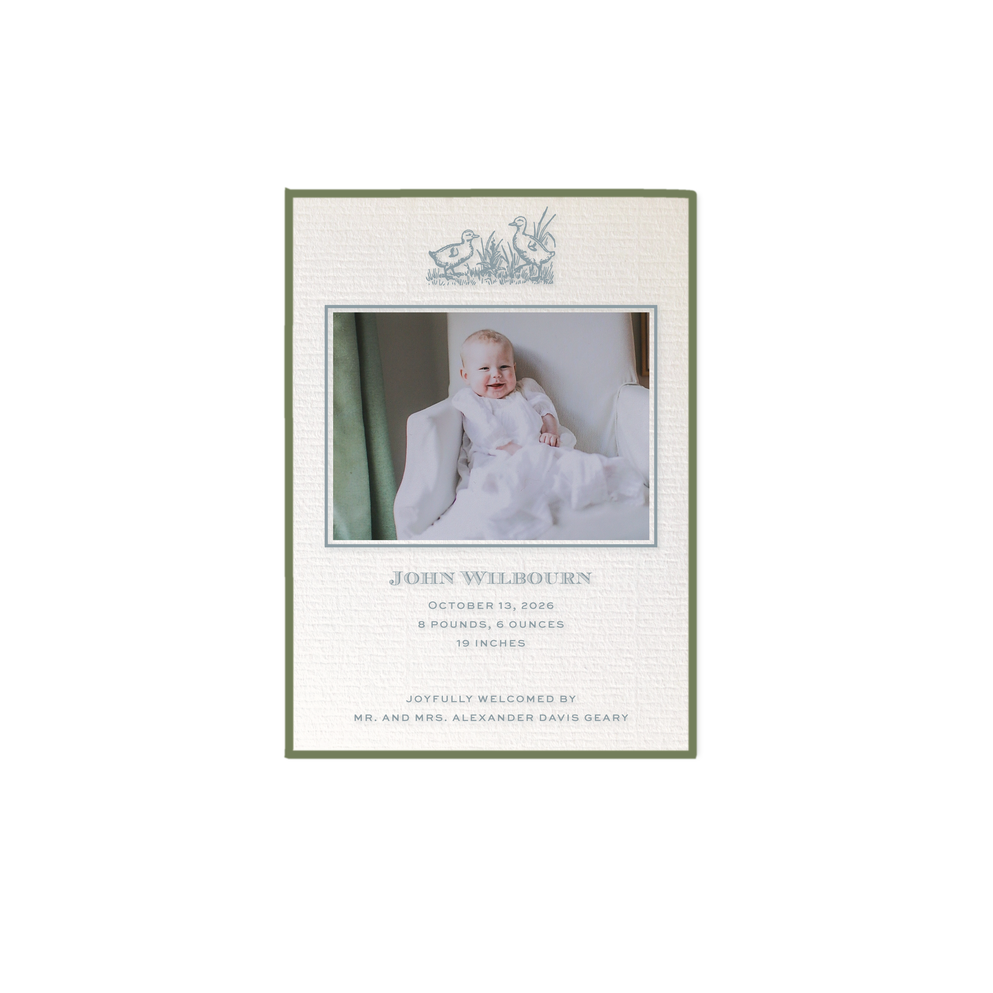 Heath Motif Photo Birth Announcement
