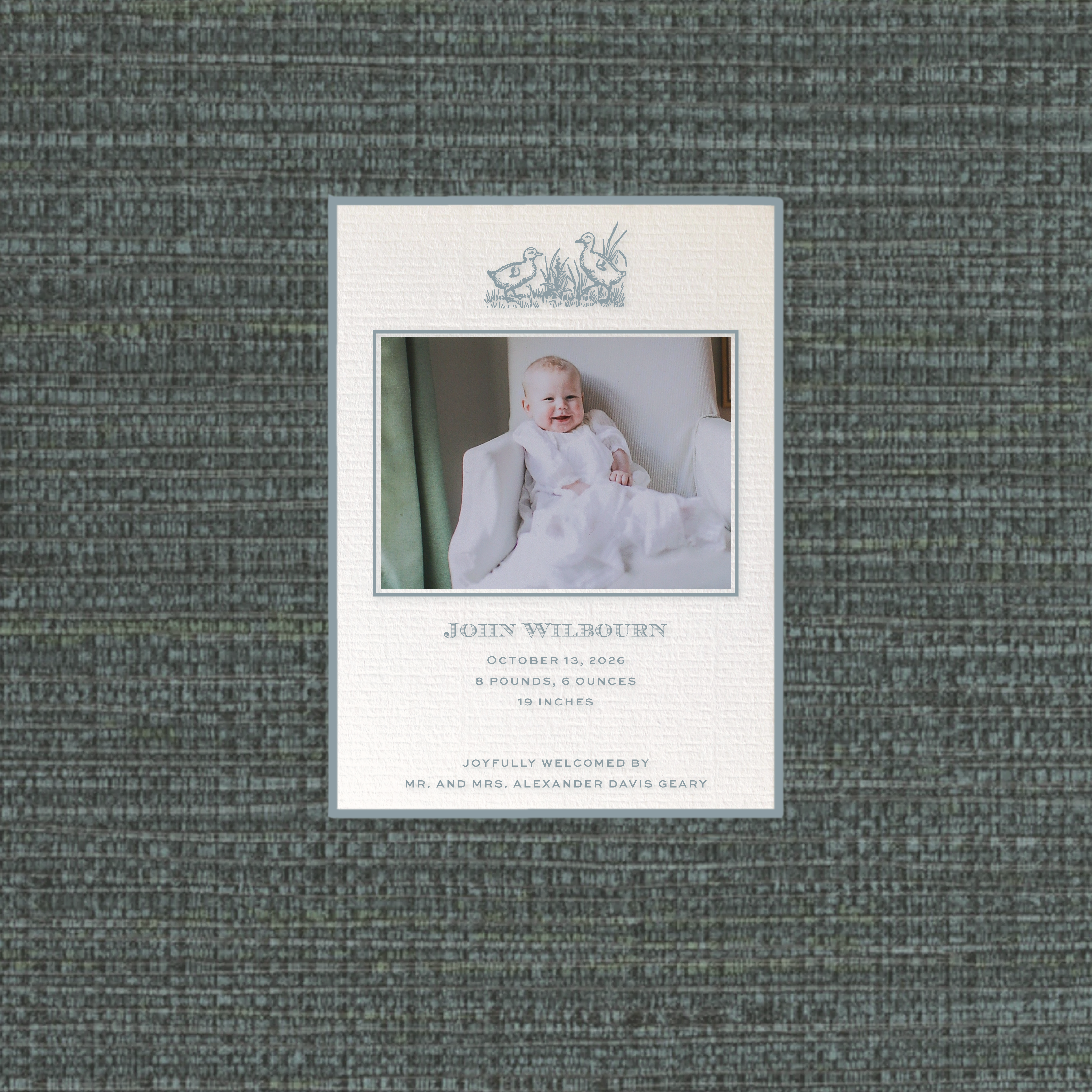 Heath Motif Photo Birth Announcement