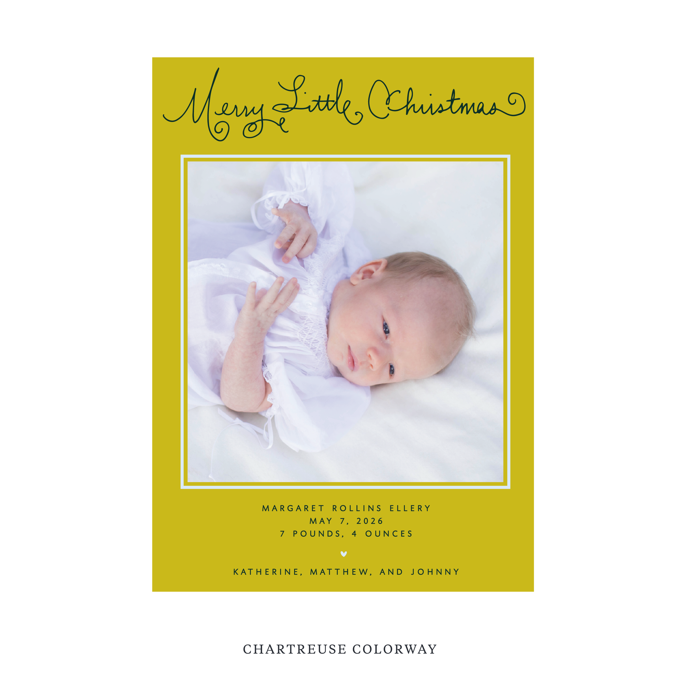Henley Birth Announcement Digital Photo Holiday Card, Large