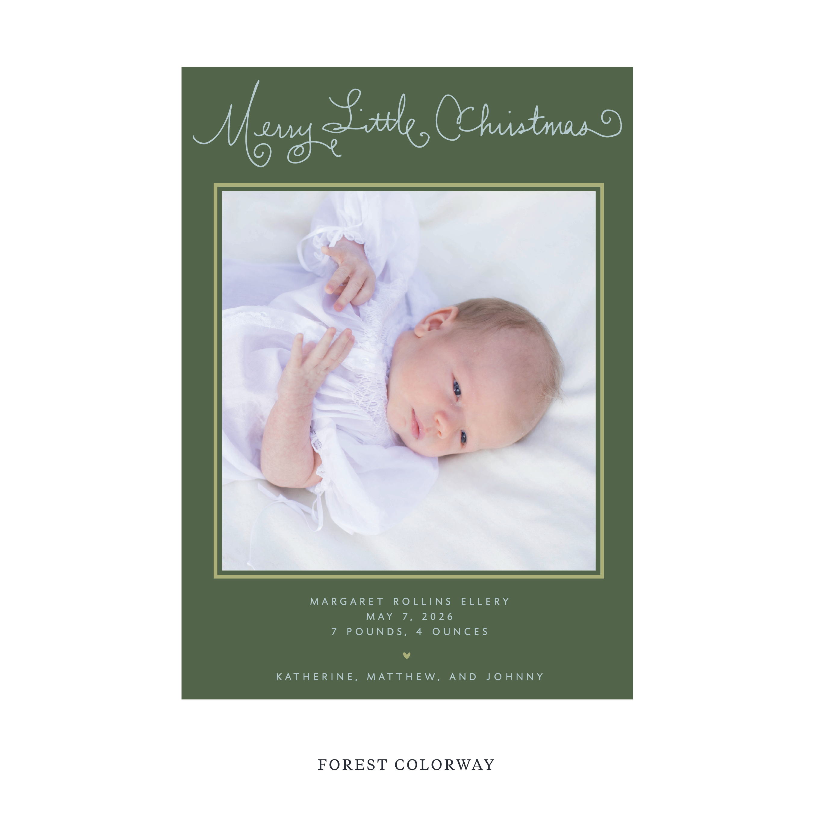 Henley Birth Announcement Digital Photo Holiday Card, Large