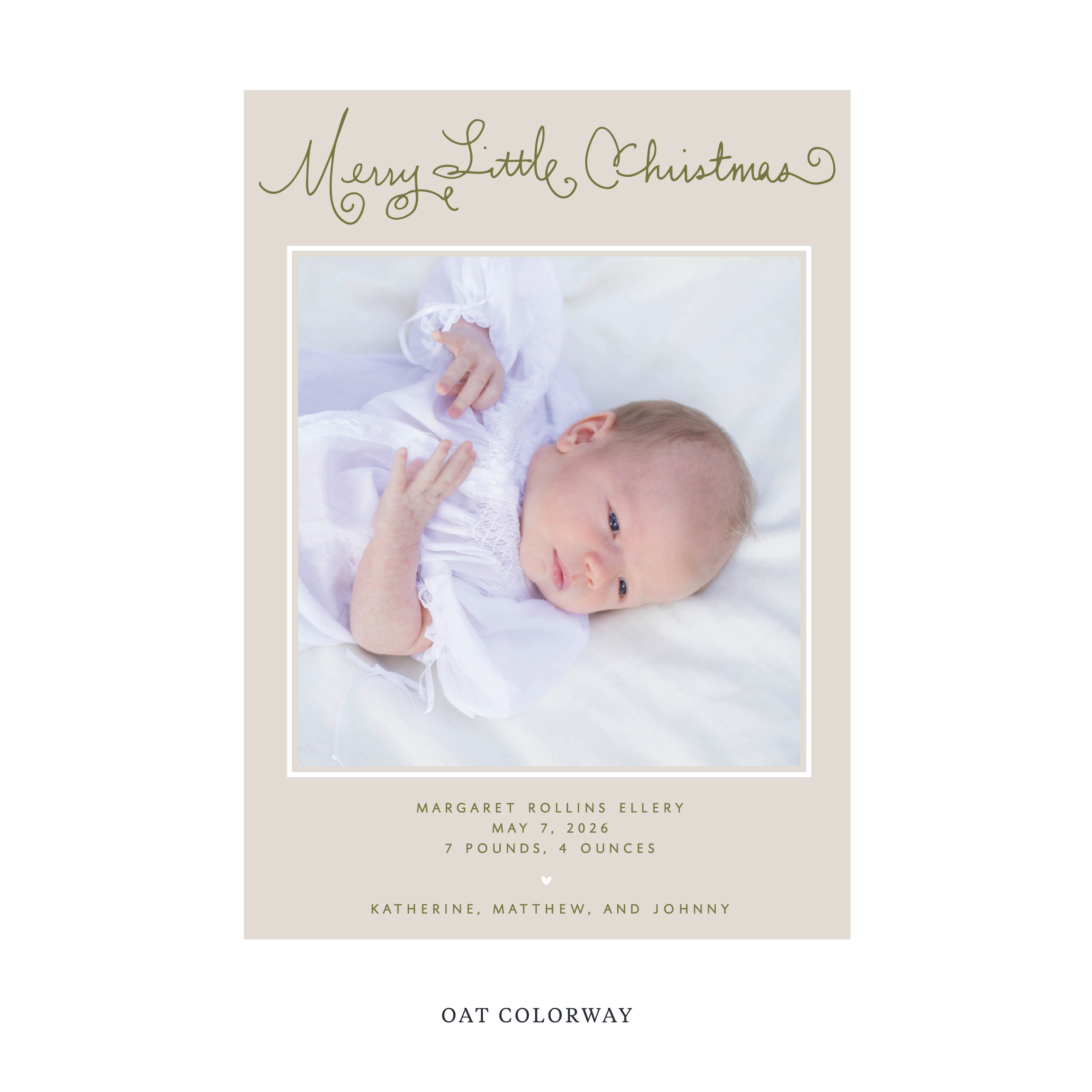 Henley Birth Announcement Digital Photo Holiday Card, Large