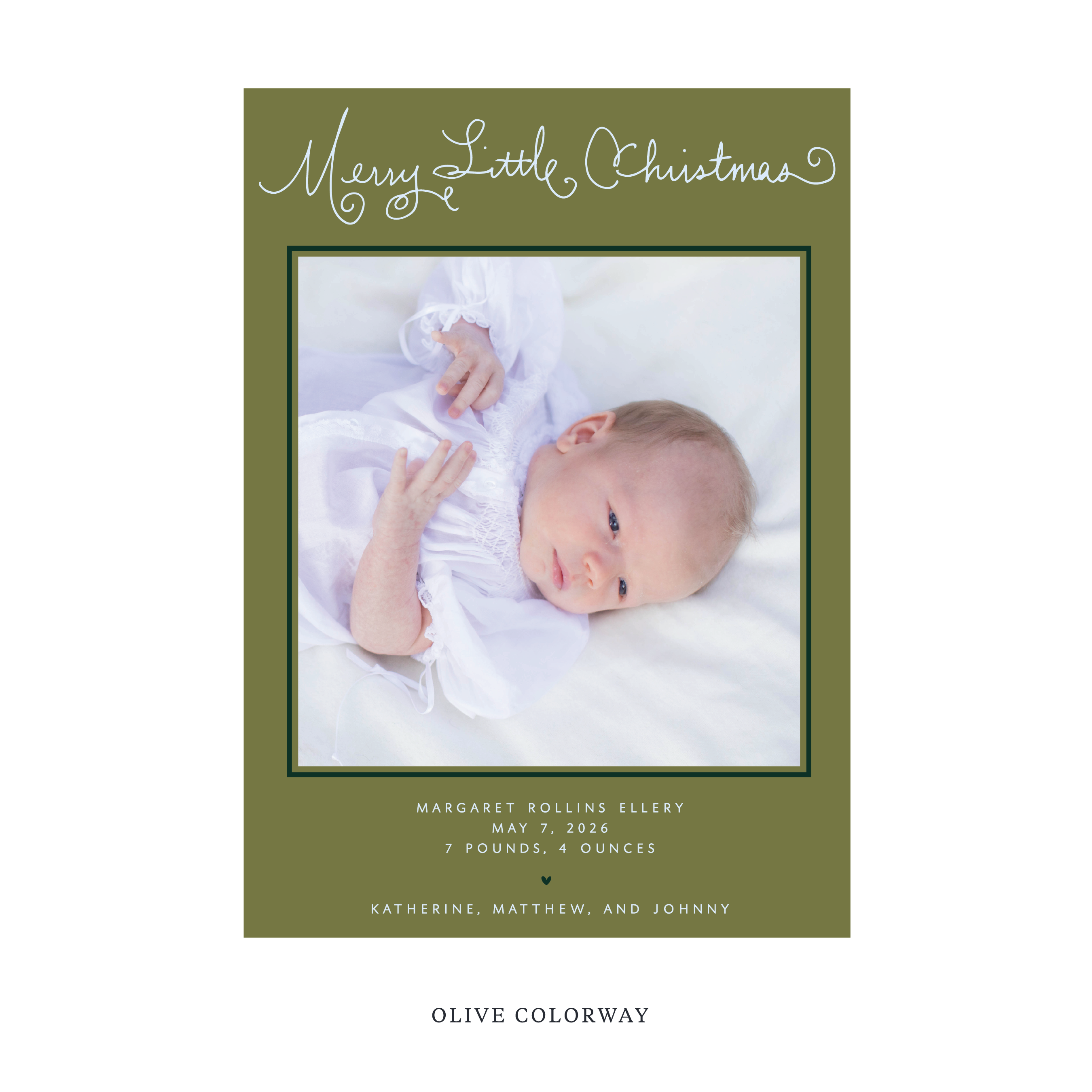 Henley Birth Announcement Digital Photo Holiday Card, Large
