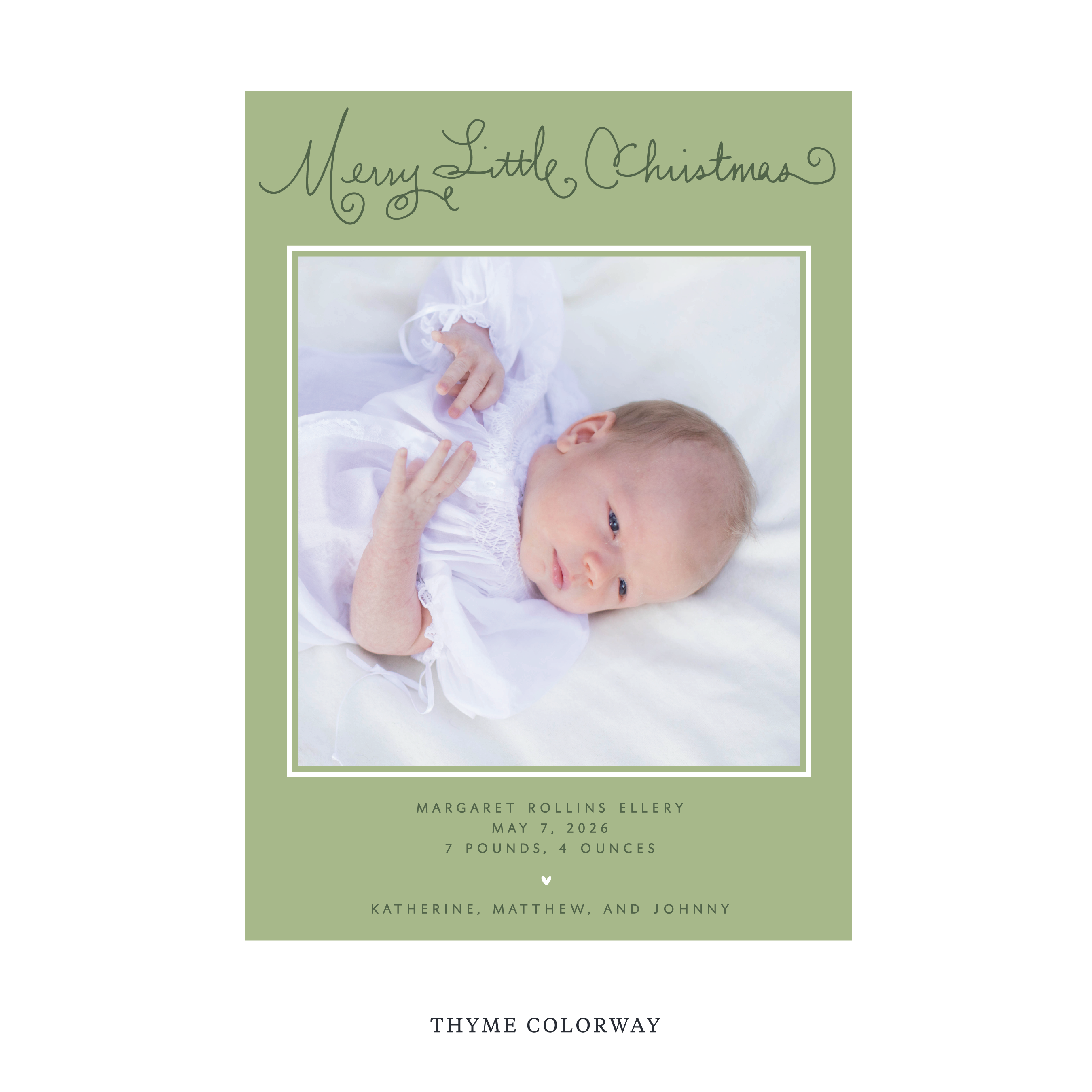 Henley Birth Announcement Digital Photo Holiday Card, Large