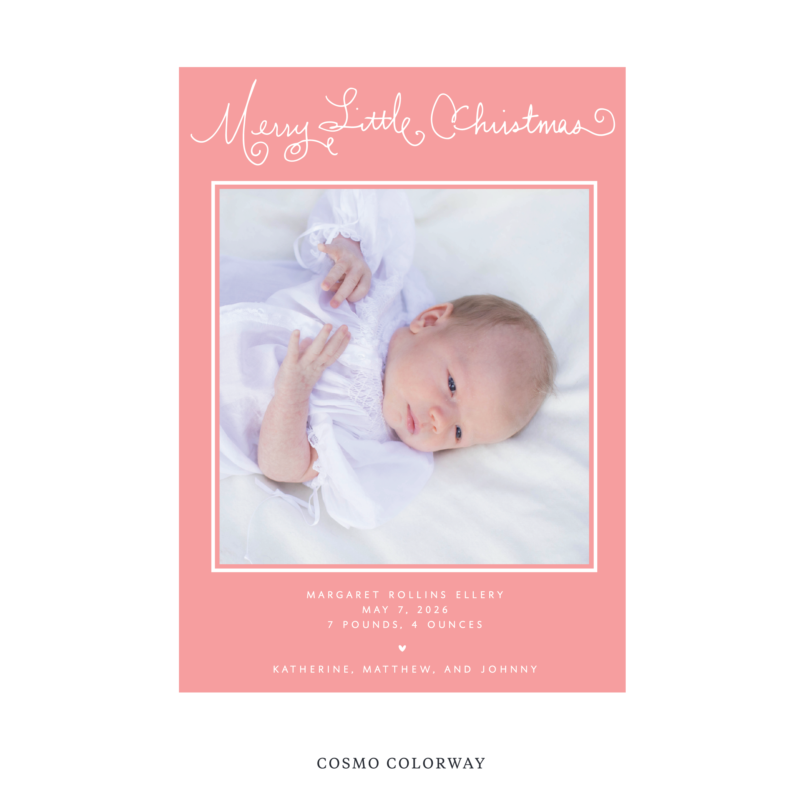Henley Birth Announcement Digital Photo Holiday Card, Large
