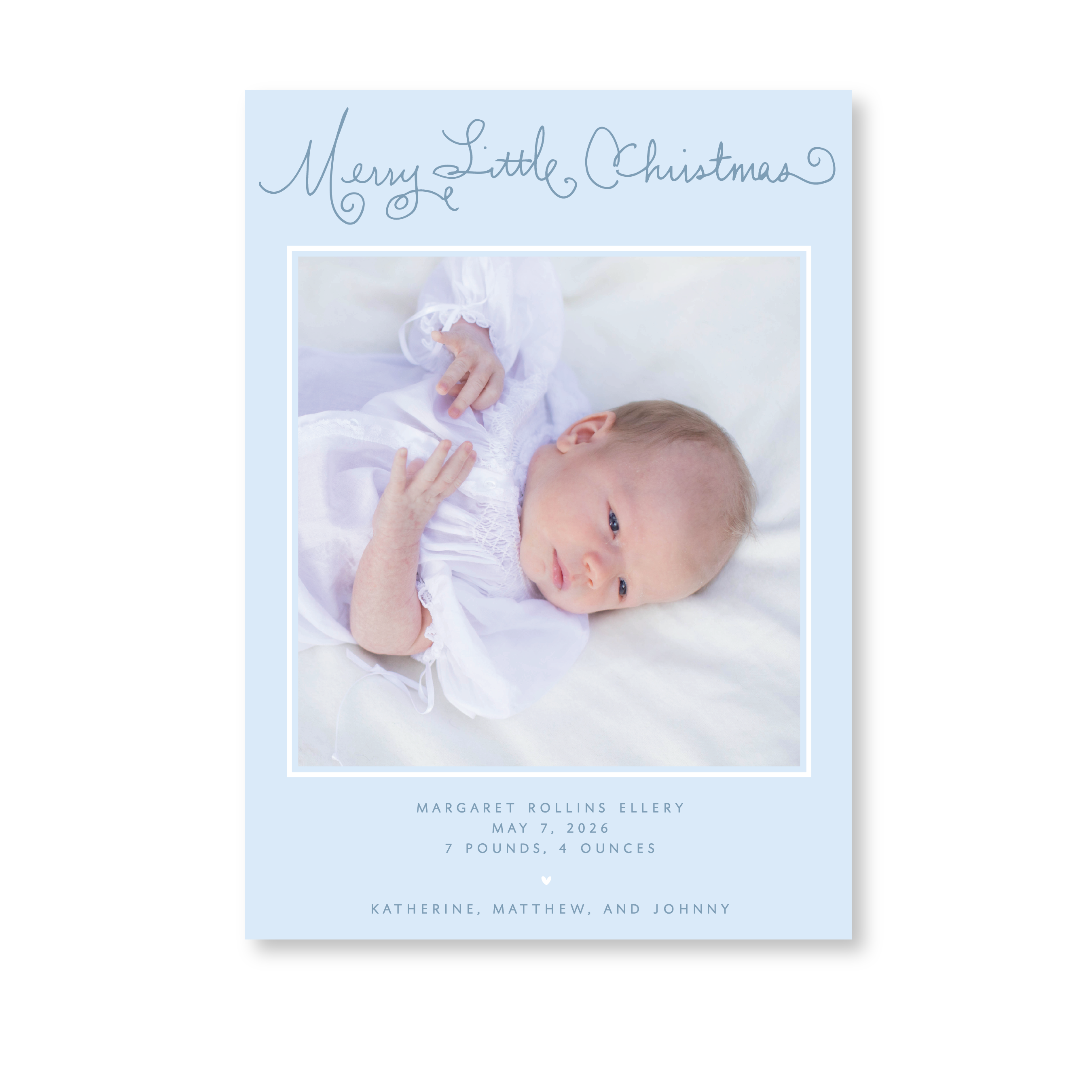 Henley Birth Announcement Digital Photo Holiday Card, Large