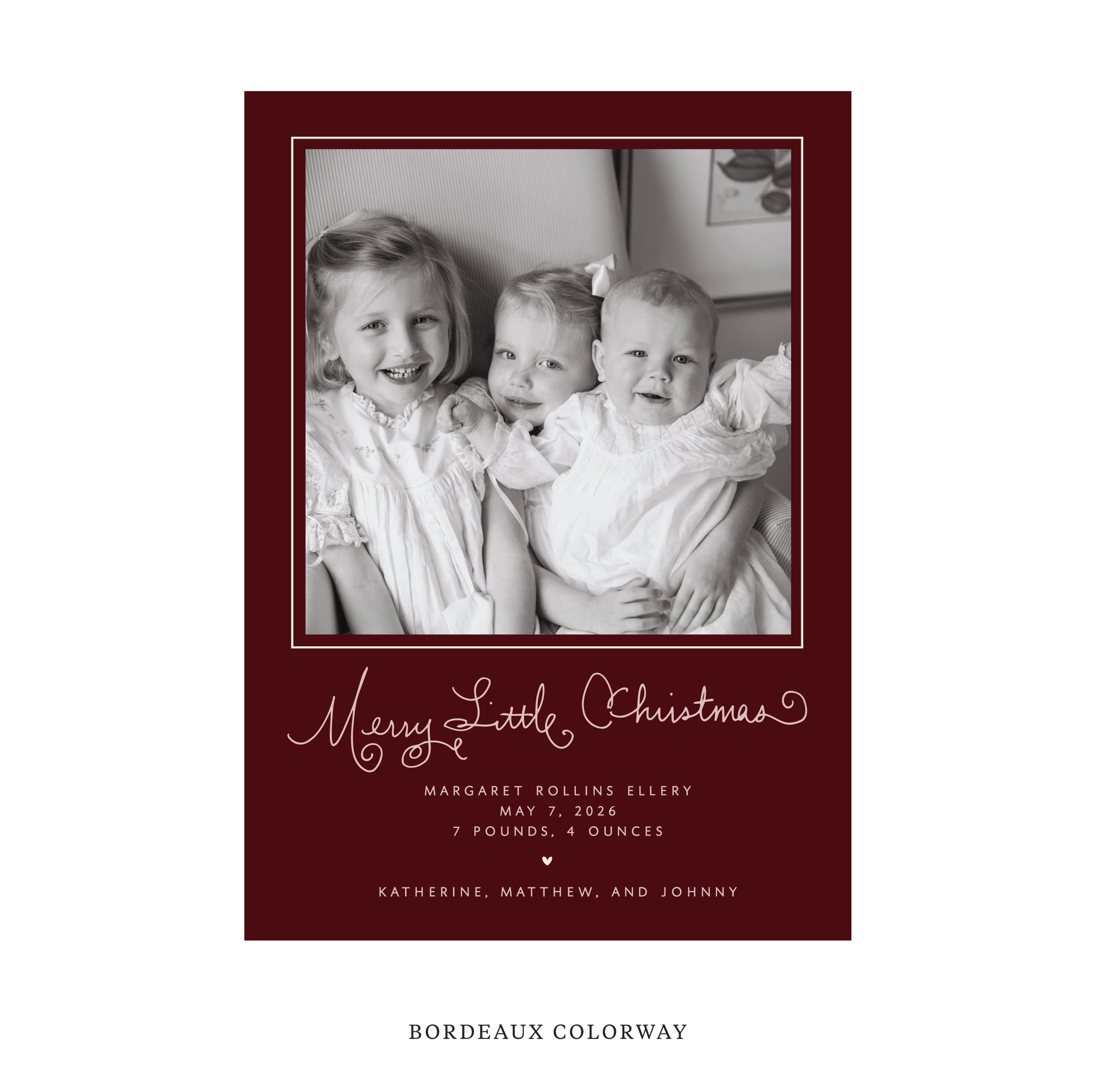 Henley Classic Flat Print Holiday Card, Birth Announcement Large